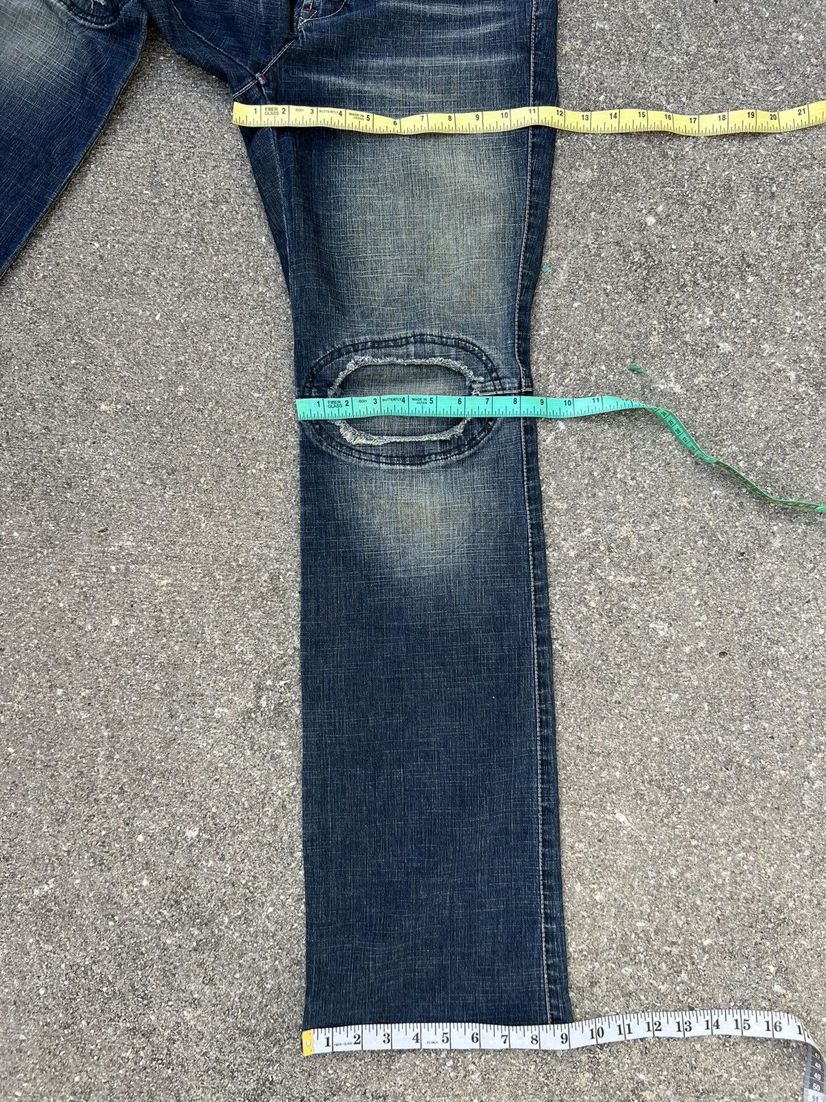 Marithe + Francois Girbaud Vintage MFG Patch Knee Fade Denim Stretch Flare Jeans Size US 31 - 3 Thumbnail