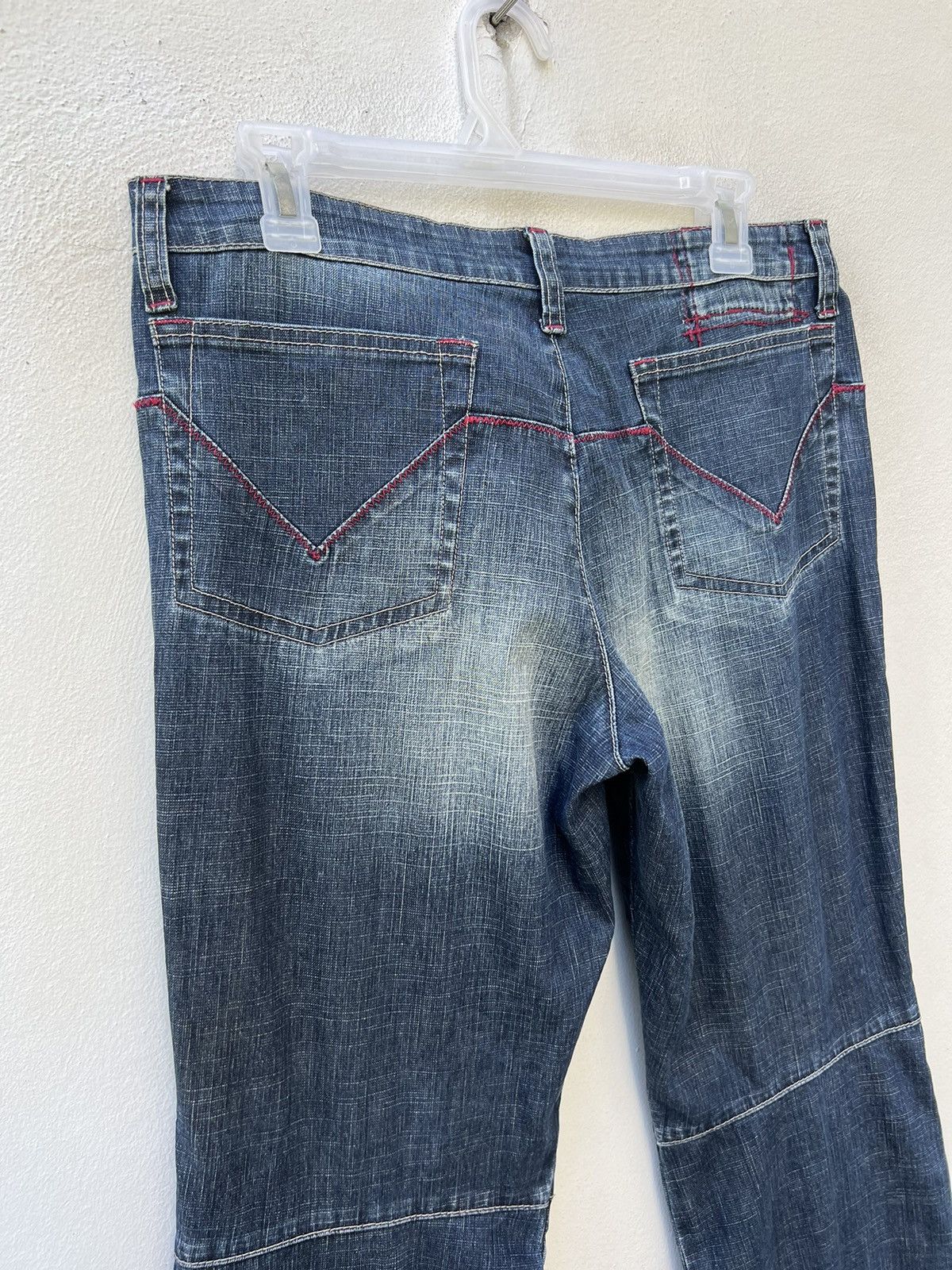 Marithe + Francois Girbaud Vintage MFG Patch Knee Fade Denim Stretch Flare Jeans Size US 31 - 14 Thumbnail