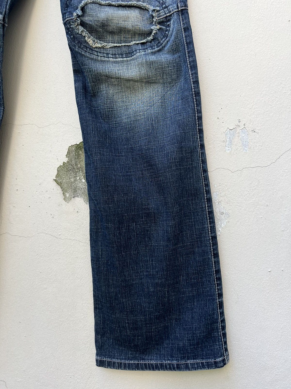 Marithe + Francois Girbaud Vintage MFG Patch Knee Fade Denim Stretch Flare Jeans Size US 31 - 12 Thumbnail