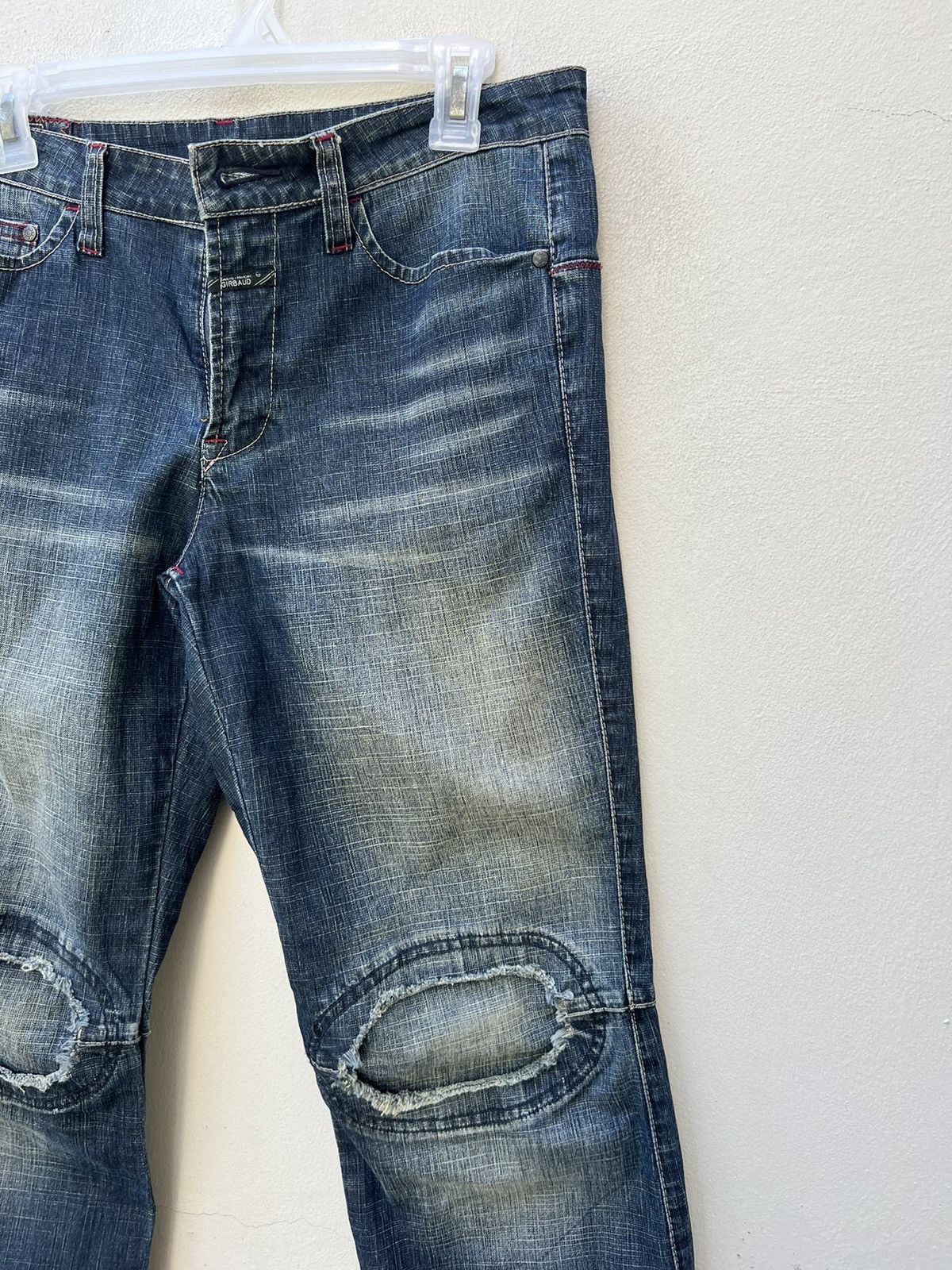 Marithe + Francois Girbaud Vintage MFG Patch Knee Fade Denim Stretch Flare Jeans Size US 31 - 11 Thumbnail