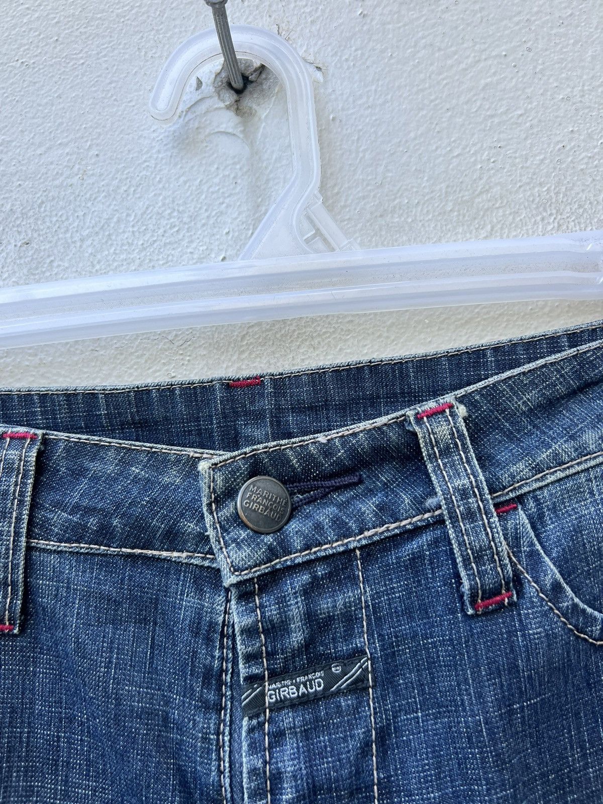 Marithe + Francois Girbaud Vintage MFG Patch Knee Fade Denim Stretch Flare Jeans Size US 31 - 7 Thumbnail