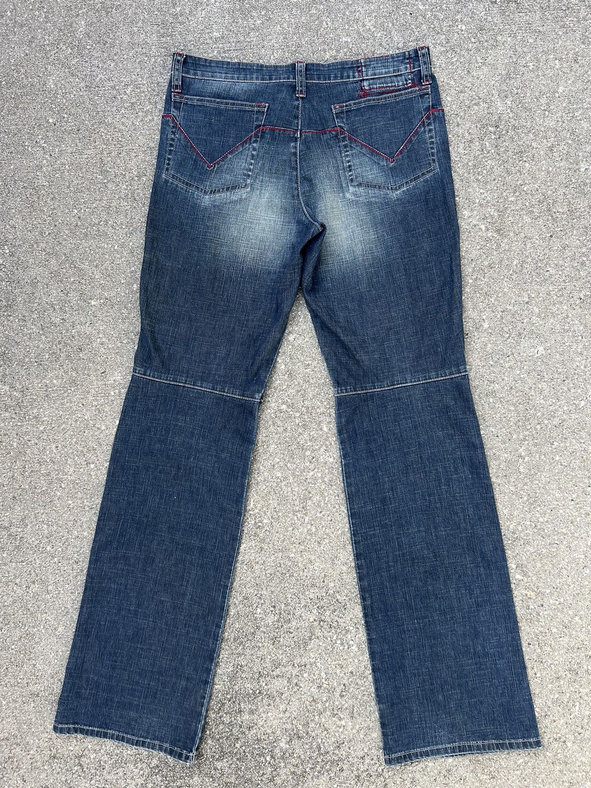 Marithe + Francois Girbaud Vintage MFG Patch Knee Fade Denim Stretch Flare Jeans Size US 31 - 5 Thumbnail