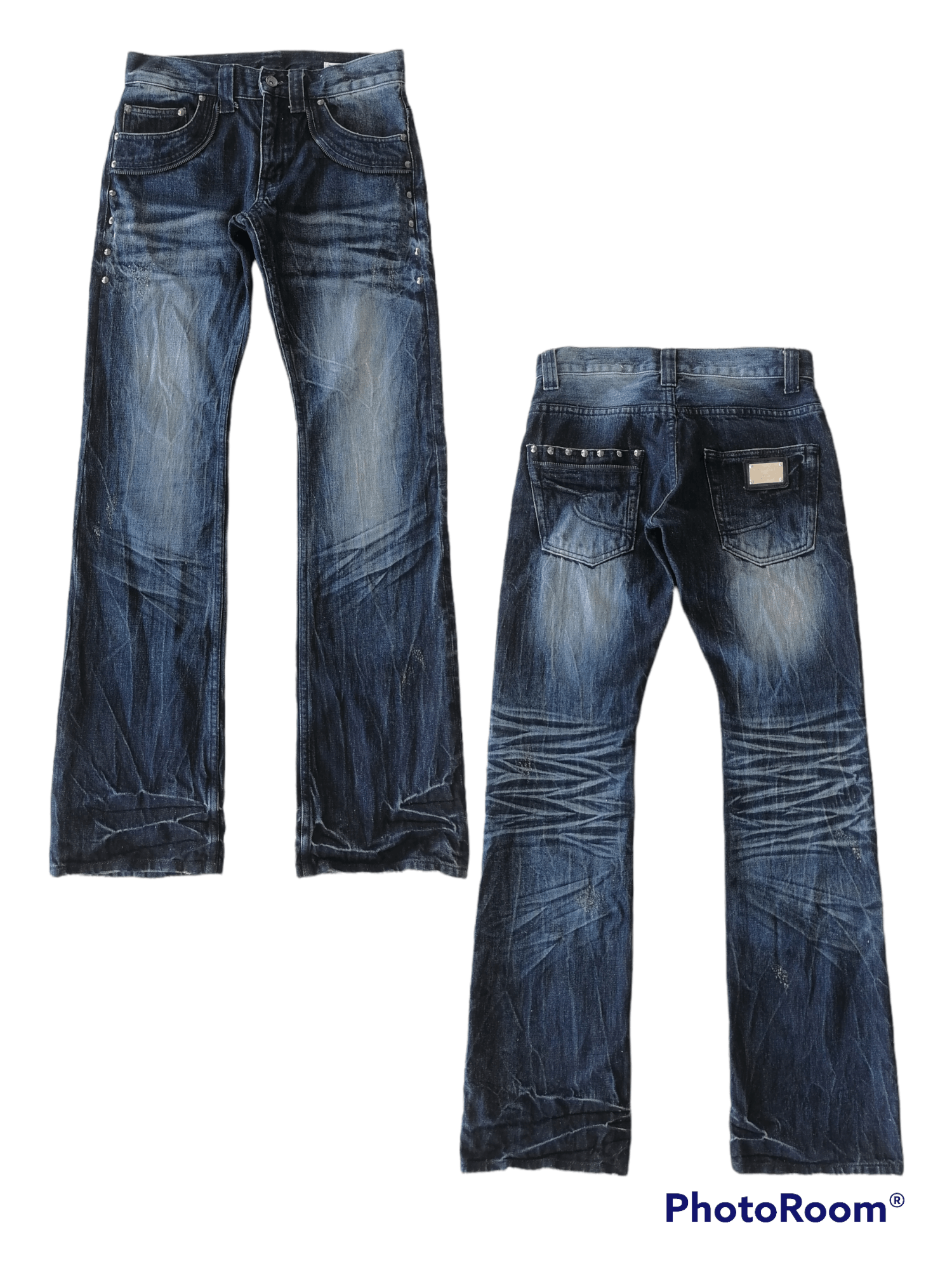 image of Hysteric Glamour Flare Jeans Semantic Design Claw Mark Denim Pants in Blue, Men's (Size 29)