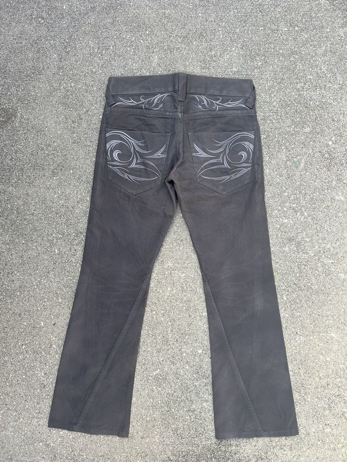 If Six Was Nine VTG Flared Tornado Mart Japan Tribal Embroidery Waxed Pant Size US 30 / EU 46 - 5 Thumbnail