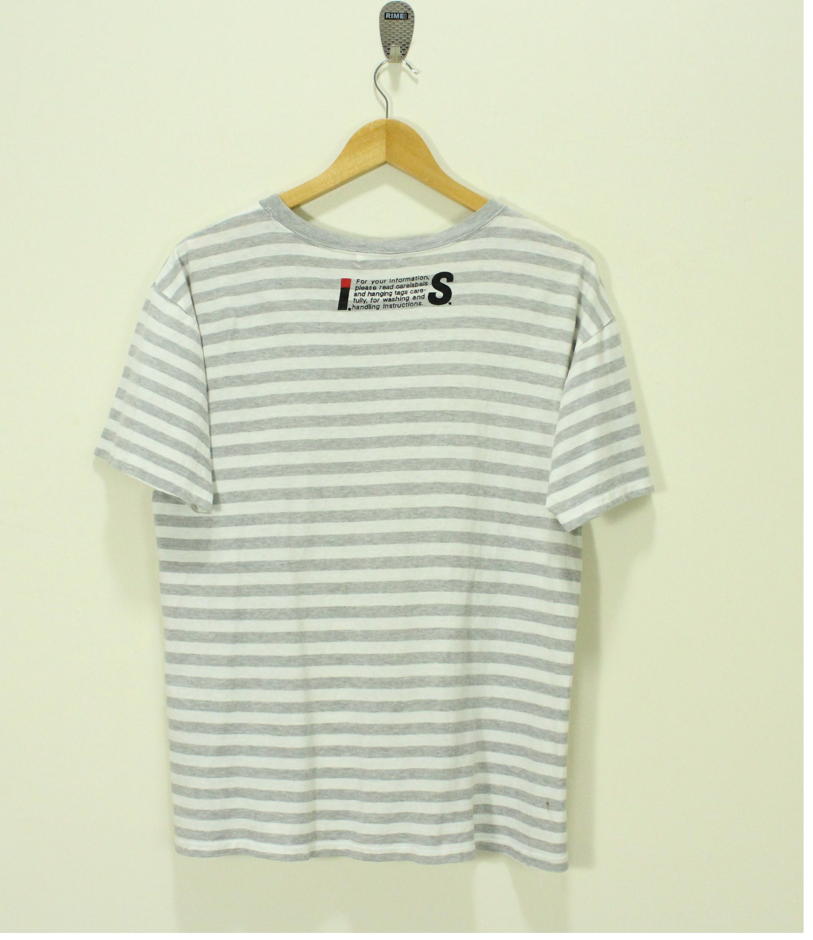 Issey Miyake × Tsumori Chisato Vintage 80s ISSEY MIYAKE T Shirt IS Spell Out Logo Stripe Size M / US 6-8 / IT 42-44 - 2 Thumbnail