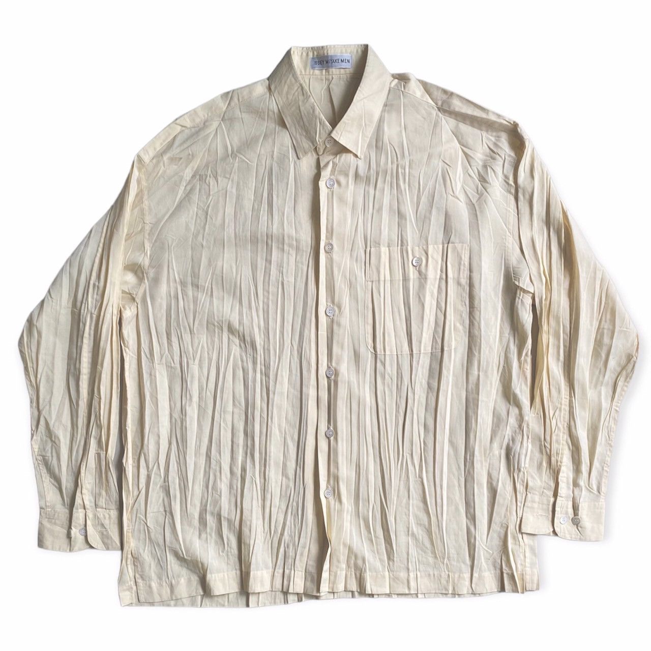image of Issey Miyake Vintage Fall98 Wrinkle Shirt in Yellow, Men's (Size Medium)