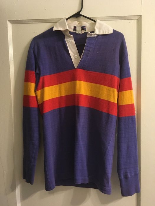 Vintage Vintage-Patagonia-Rugby-Shirt-Chouinard-Medium-Blue-Red-Yellow ...