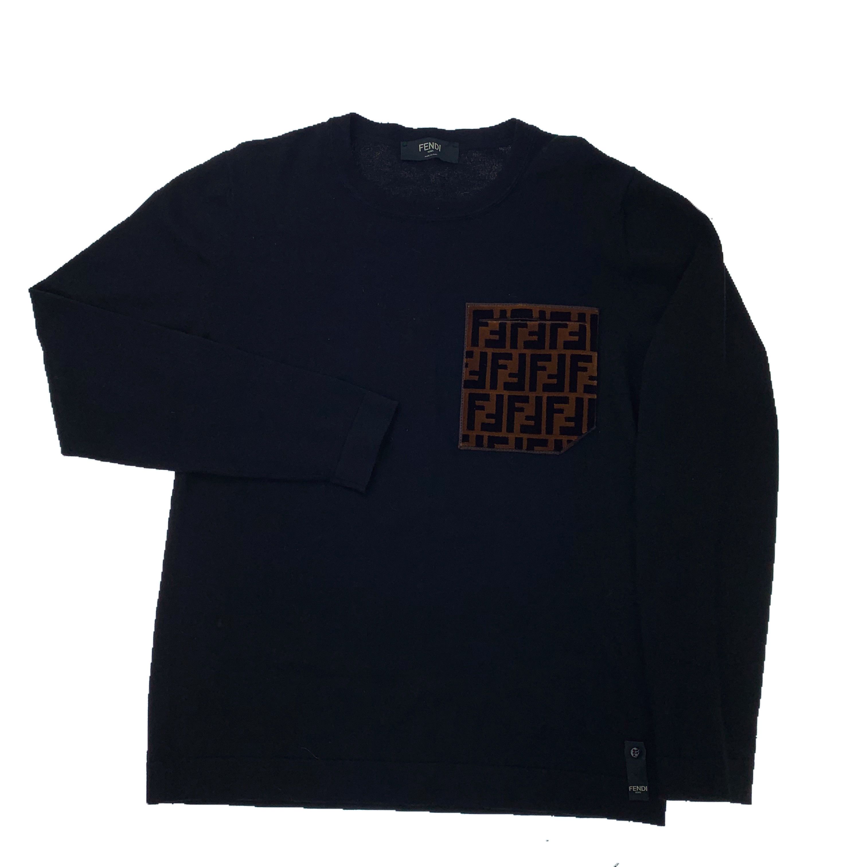 Fendi Fendi Black Velour Pocket Sweatshirt Size US L / EU 52-54 / 3 - 2 Thumbnail