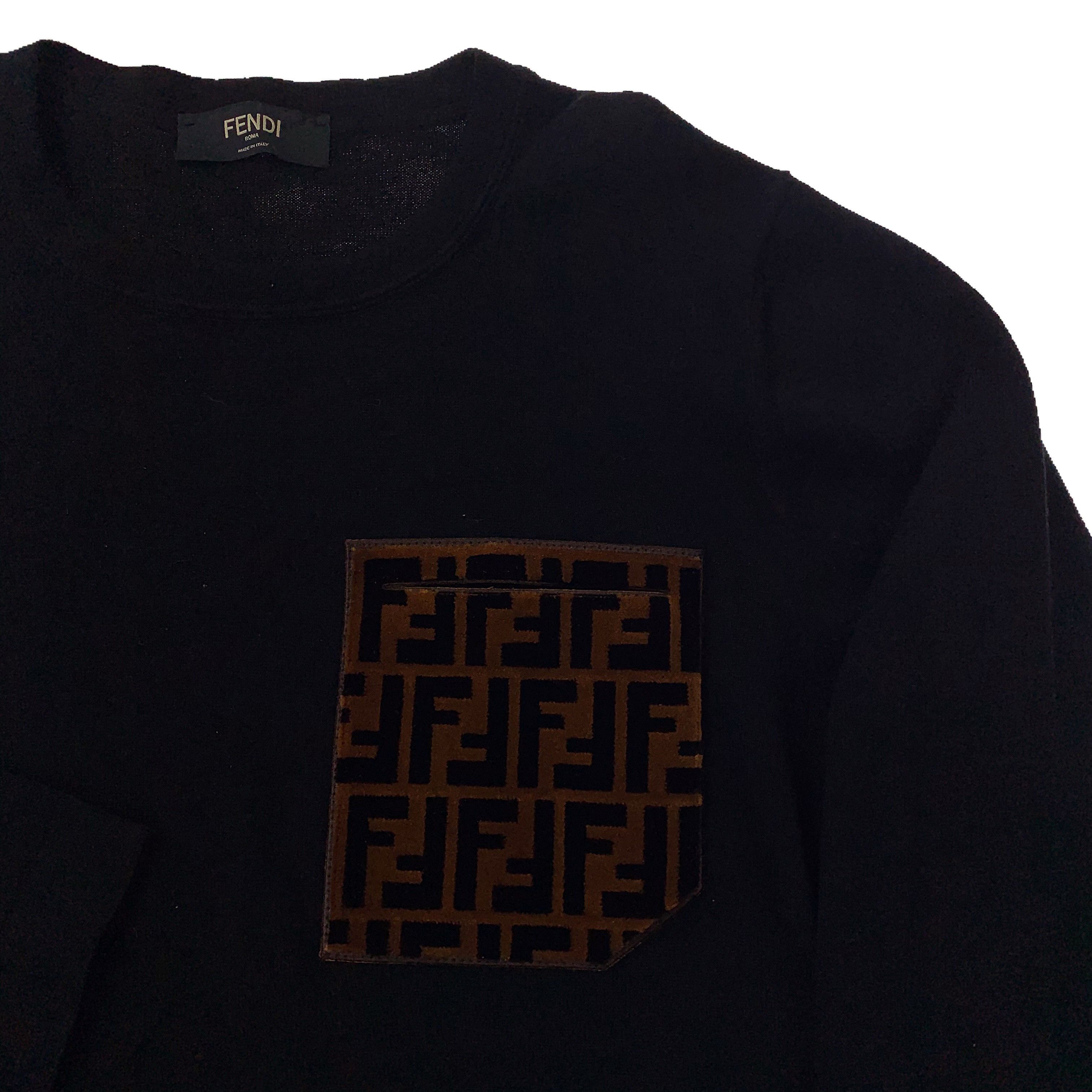 Fendi Fendi Black Velour Pocket Sweatshirt Size US L / EU 52-54 / 3 - 3 Thumbnail