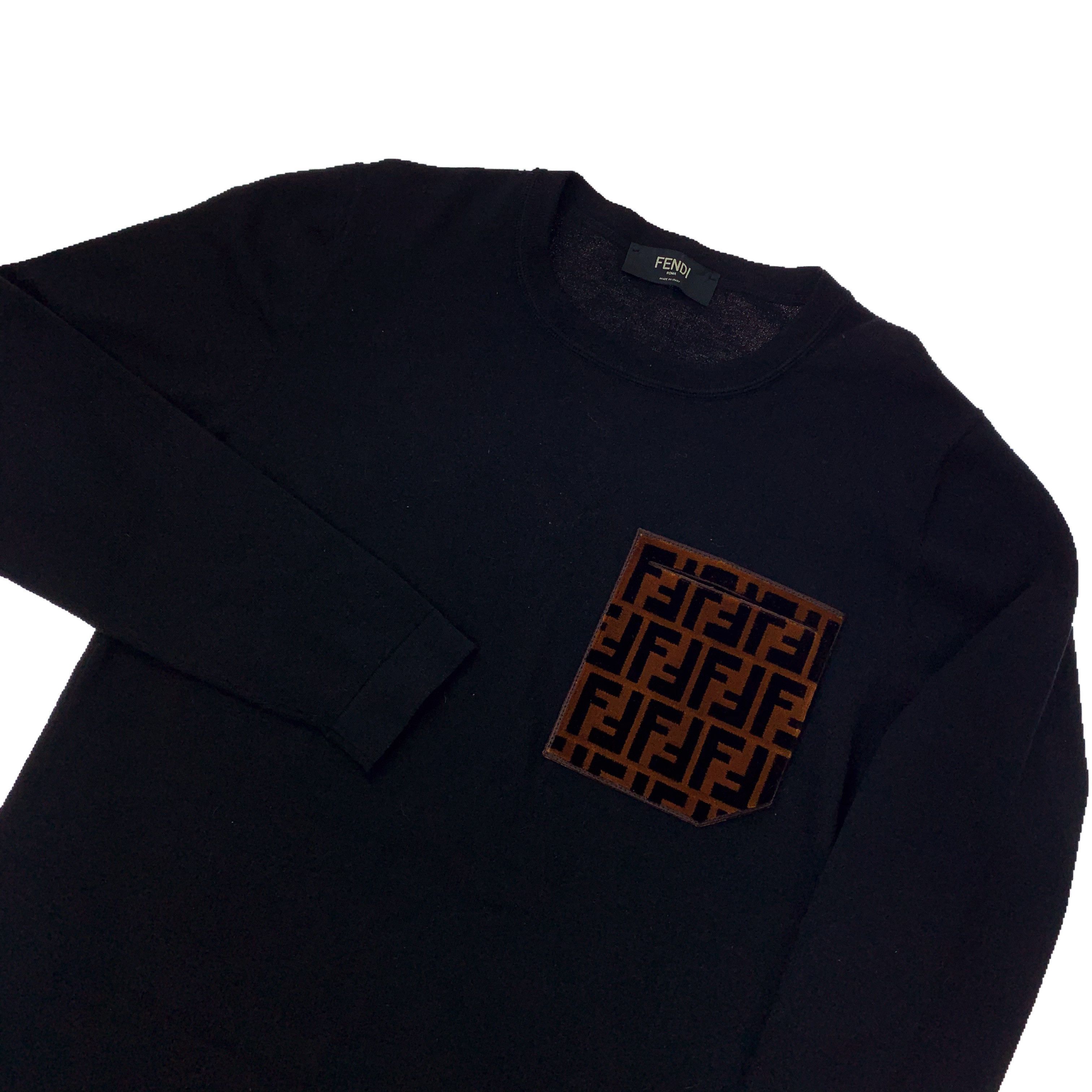 Fendi Fendi Black Velour Pocket Sweatshirt Size US L / EU 52-54 / 3 - 1 Thumbnail