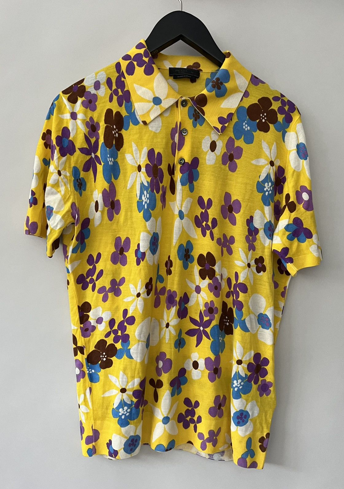 Prada Prada Floral Print Polo Shirt Size US L / EU 52-54 / 3 - 1 Thumbnail