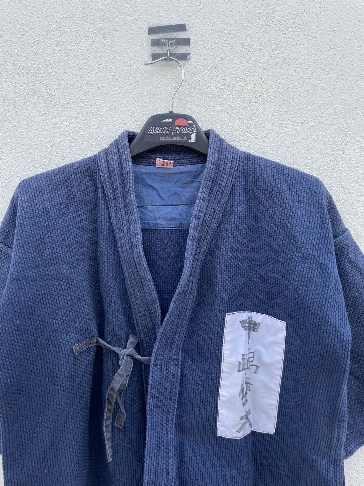 Indigo × Vintage Kimono Indigo Sashiko Boro Stitching Japan Samurai Size US M / EU 48-50 / 2 - 2 Thumbnail