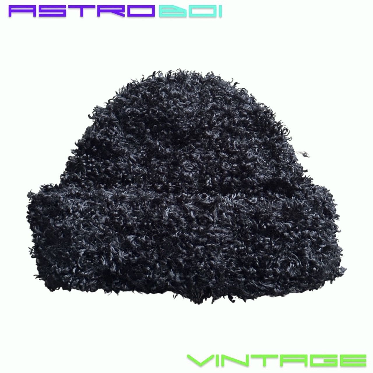 Vintage VINTAGE BLACK FUNKY FUZZY KIT EYELASH YARN BEANIE Size ONE SIZE - 1 Thumbnail