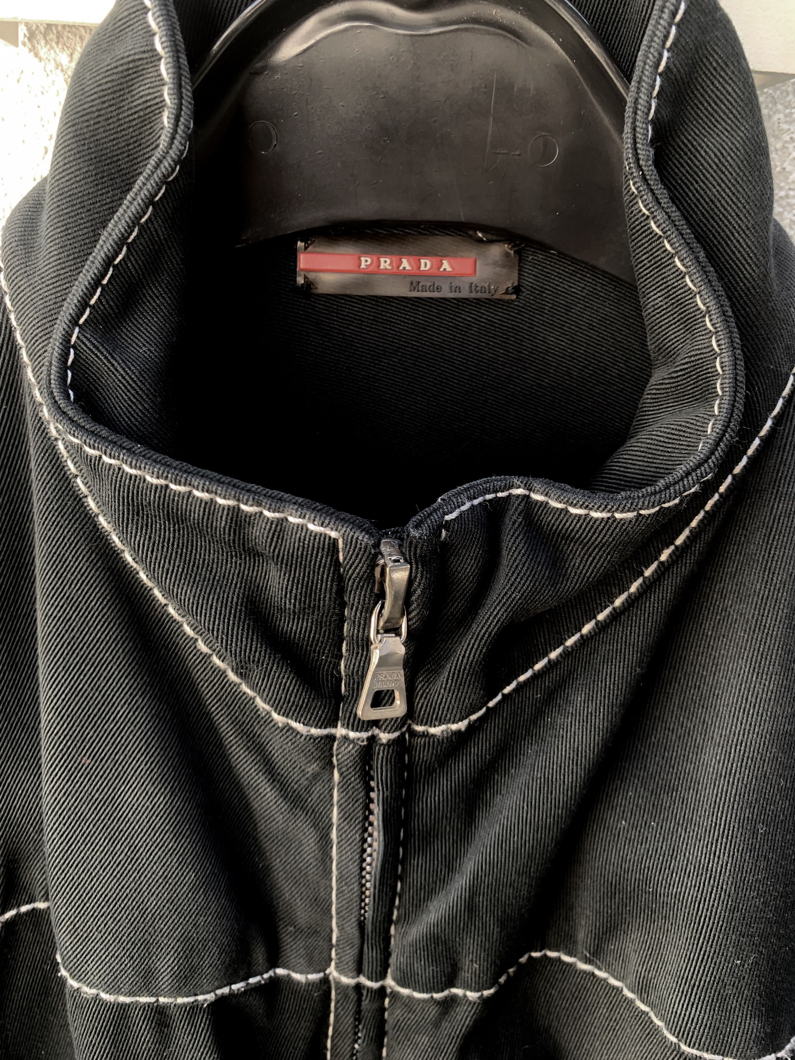 Prada PRADA Vintage 90s Black Biker Cotton Jacket Size US S / EU 44-46 / 1 - 3 Thumbnail