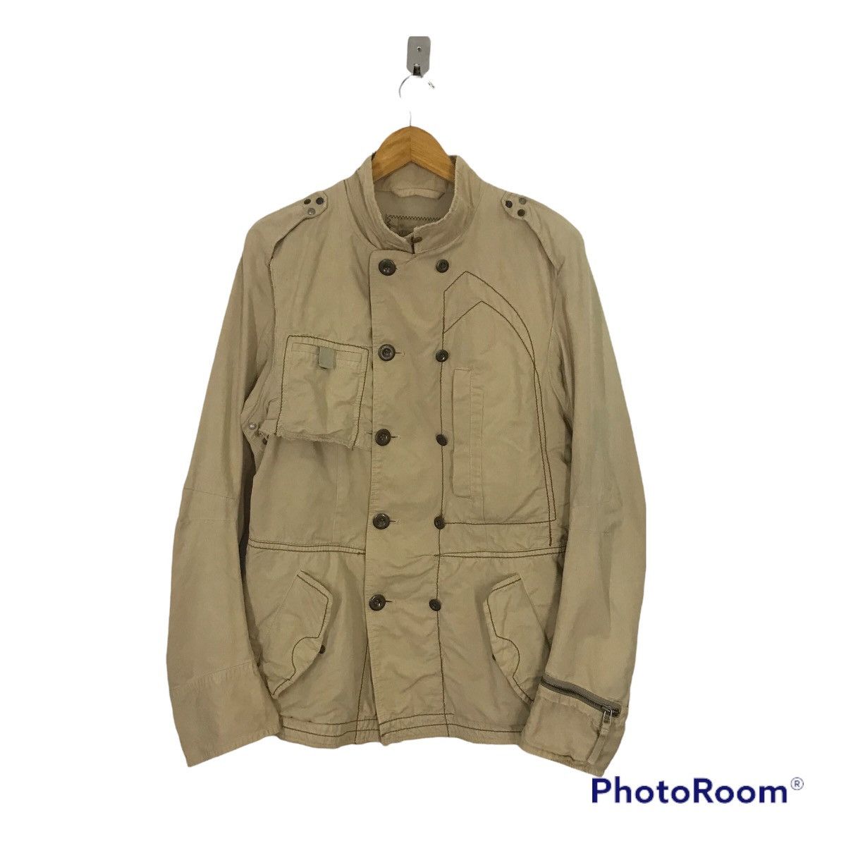 Marithe + Francois Girbaud 80s Marithe Francois Girbaud faded Khaki Jacket Size US L / EU 52-54 / 3 - 1 Thumbnail