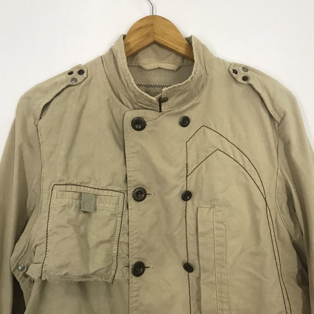 Marithe + Francois Girbaud 80s Marithe Francois Girbaud faded Khaki Jacket Size US L / EU 52-54 / 3 - 2 Thumbnail