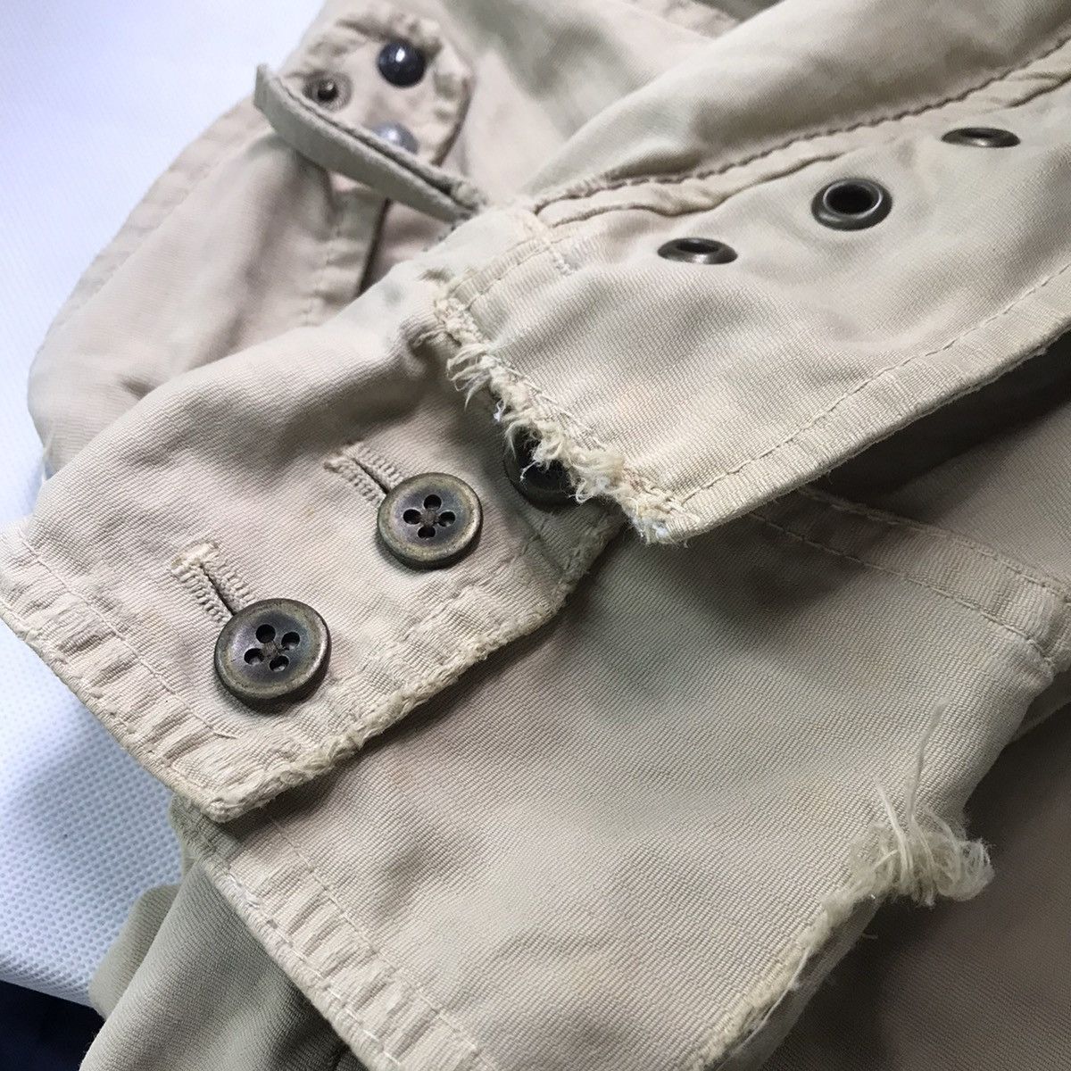 Marithe + Francois Girbaud 80s Marithe Francois Girbaud faded Khaki Jacket Size US L / EU 52-54 / 3 - 18 Thumbnail