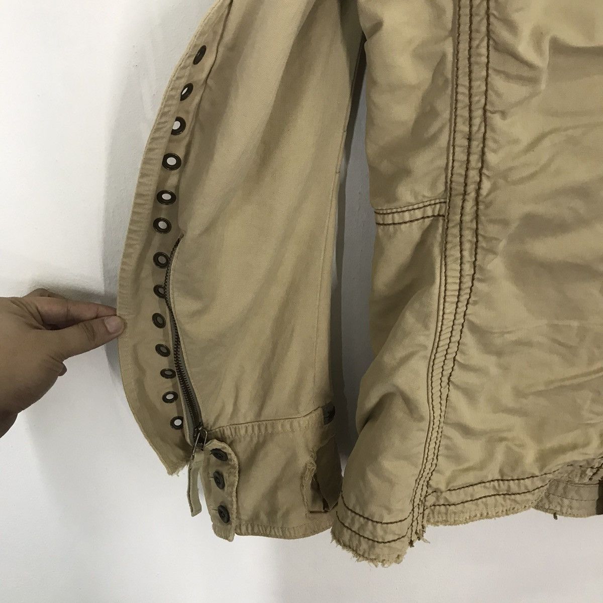 Marithe + Francois Girbaud 80s Marithe Francois Girbaud faded Khaki Jacket Size US L / EU 52-54 / 3 - 8 Thumbnail