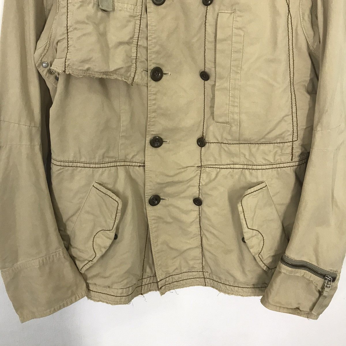 Marithe + Francois Girbaud 80s Marithe Francois Girbaud faded Khaki Jacket Size US L / EU 52-54 / 3 - 3 Thumbnail