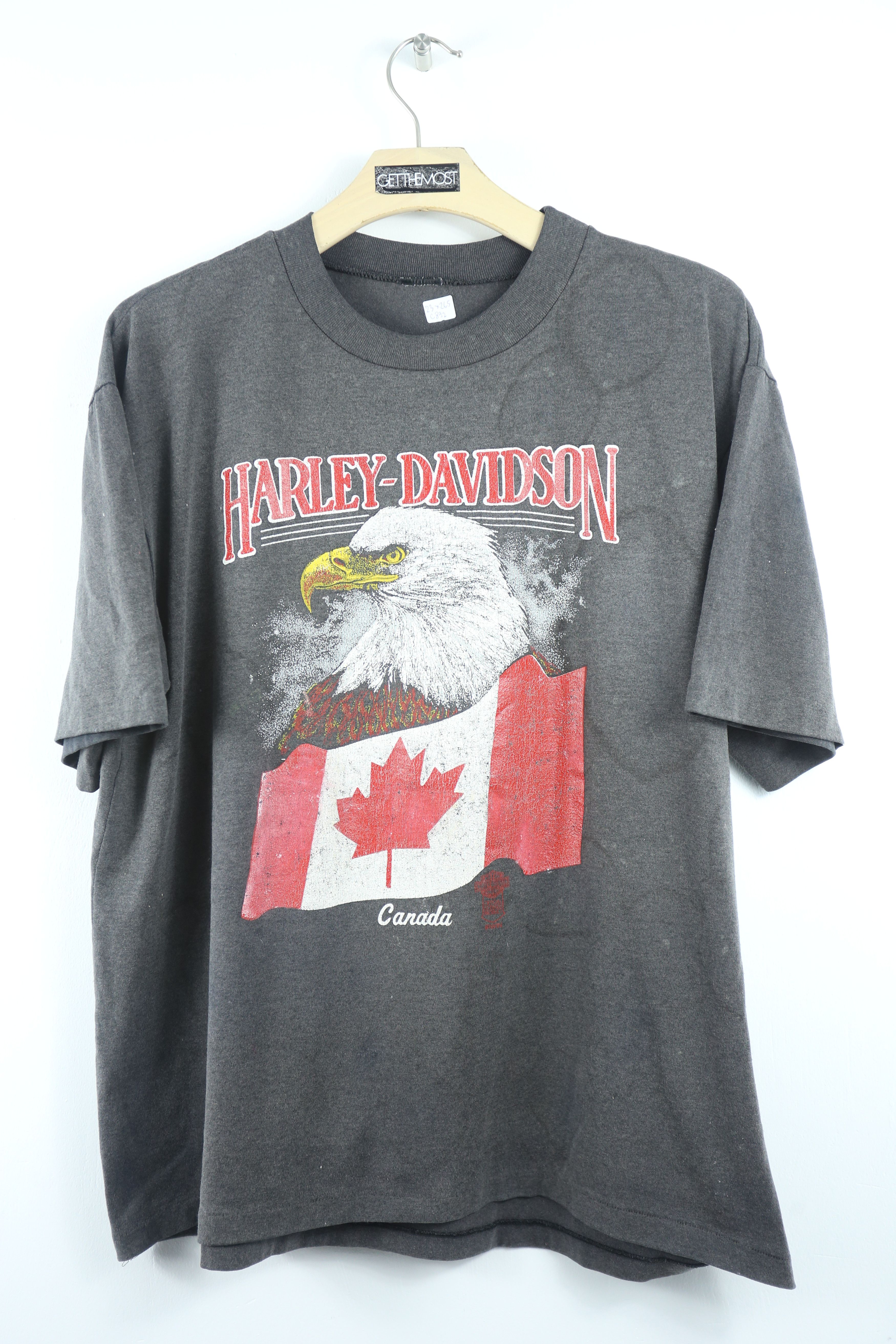 Harley Davidson × Vintage GTMC892 Vintage 90s Harley Davidson Canada nice fade t-shirt Size US XL / EU 56 / 4 - 1 Thumbnail