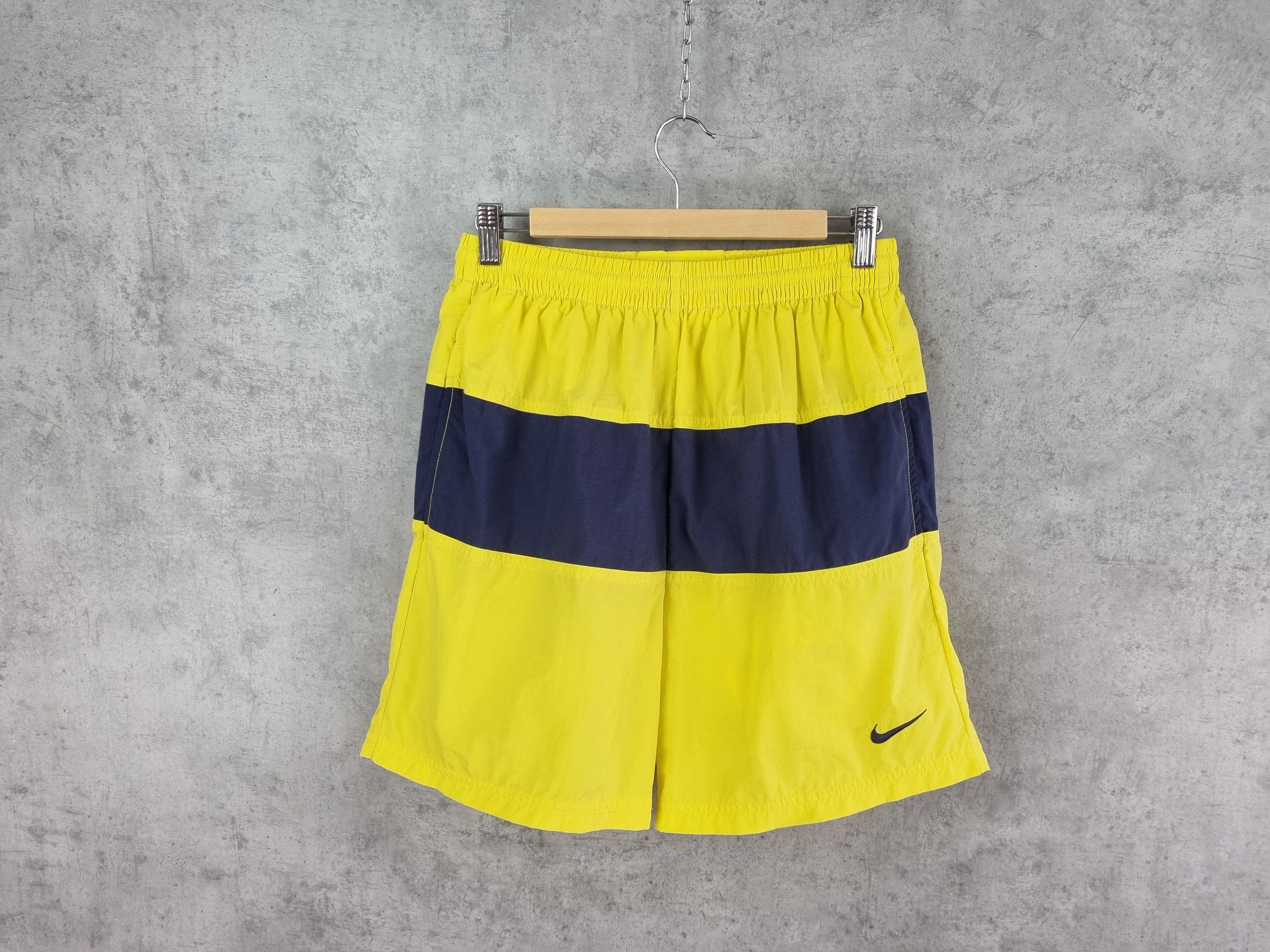 Nike × Vintage Rare NIKE Big Swoosh Sun Yellow Nylon Shorts Size US 31 - 10 Thumbnail
