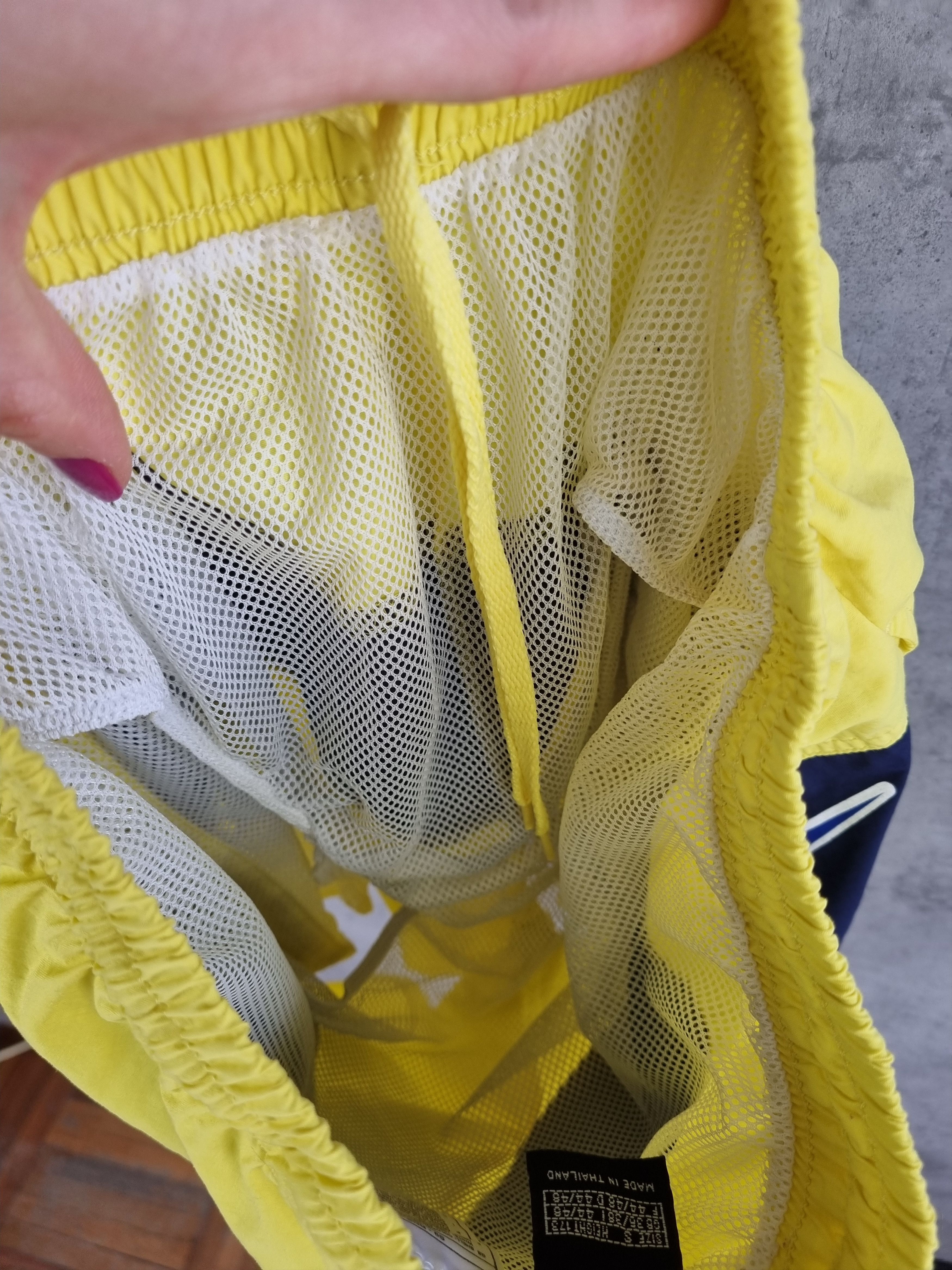 Nike × Vintage Rare NIKE Big Swoosh Sun Yellow Nylon Shorts Size US 31 - 8 Thumbnail