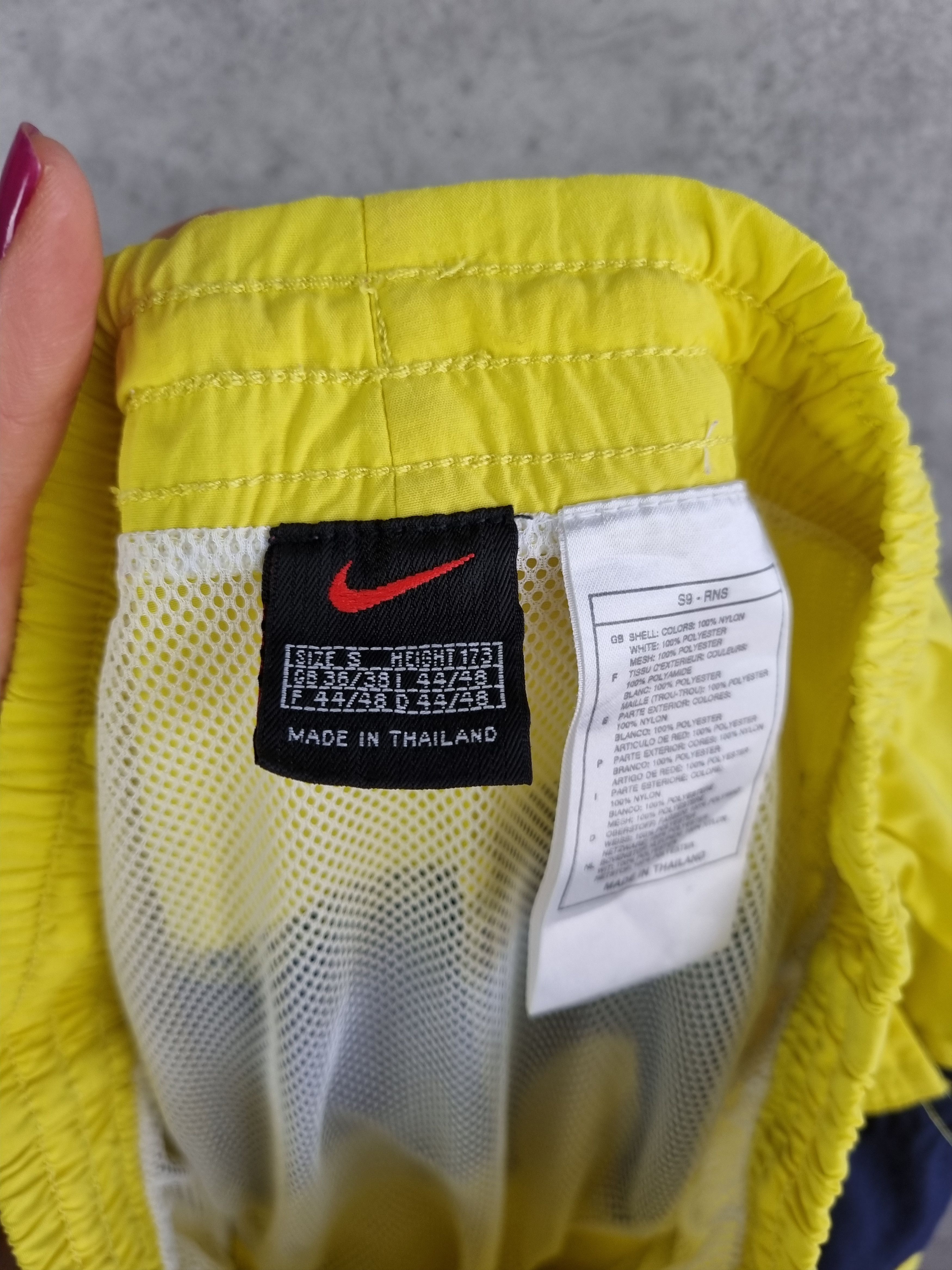 Nike × Vintage Rare NIKE Big Swoosh Sun Yellow Nylon Shorts Size US 31 - 6 Thumbnail