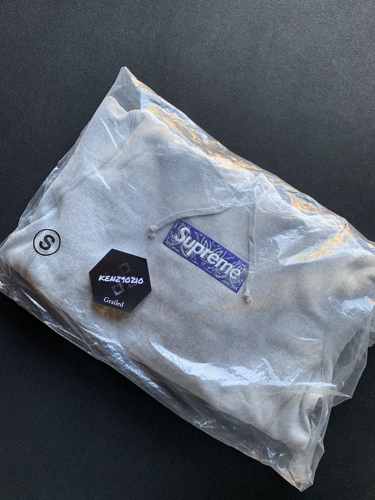 image of Supreme Grey Bandana Box Logo in Heather Gray, Men's (Size Small)