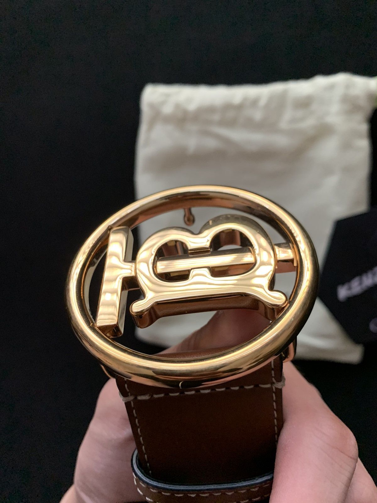 Burberry Burberry Monogram Motif Topstiched Leather Belt Size 30 - 6 Thumbnail
