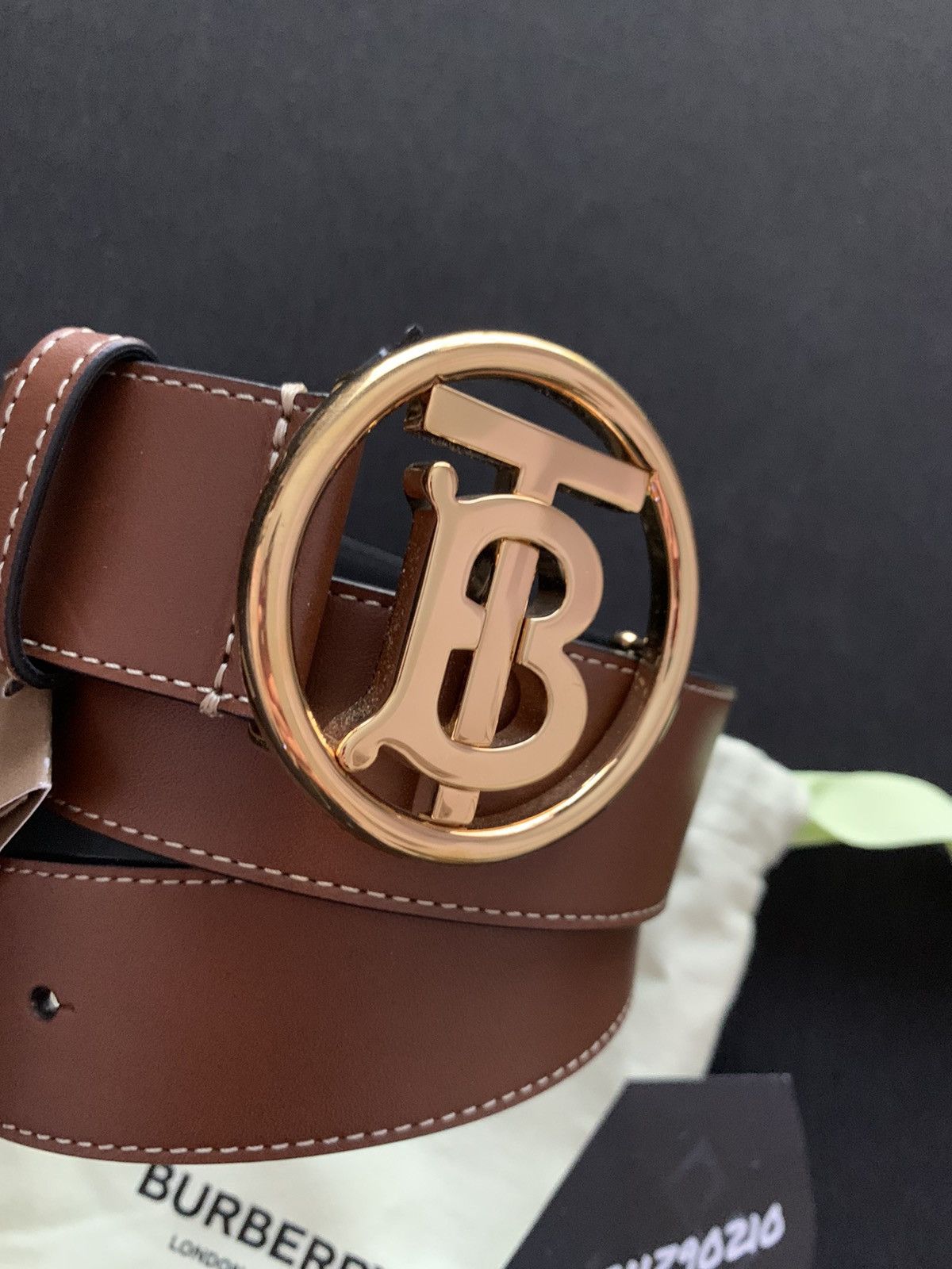 Burberry Burberry Monogram Motif Topstiched Leather Belt Size 30 - 2 Thumbnail