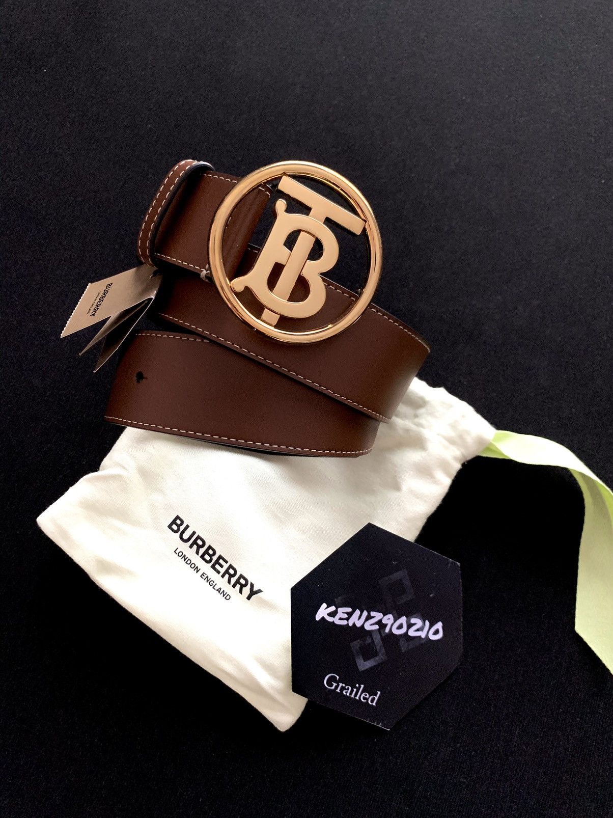 Burberry Burberry Monogram Motif Topstiched Leather Belt Size 30 - 1 Thumbnail