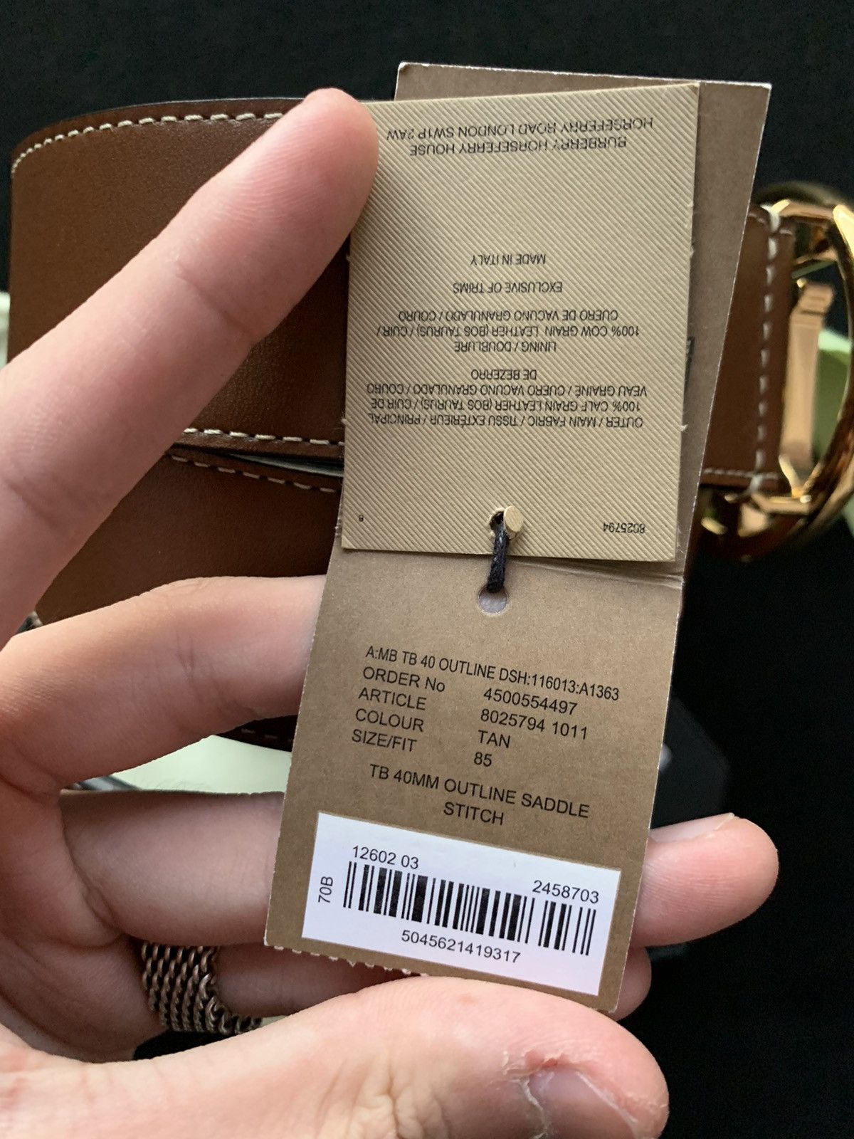 Burberry Burberry Monogram Motif Topstiched Leather Belt Size 30 - 4 Thumbnail