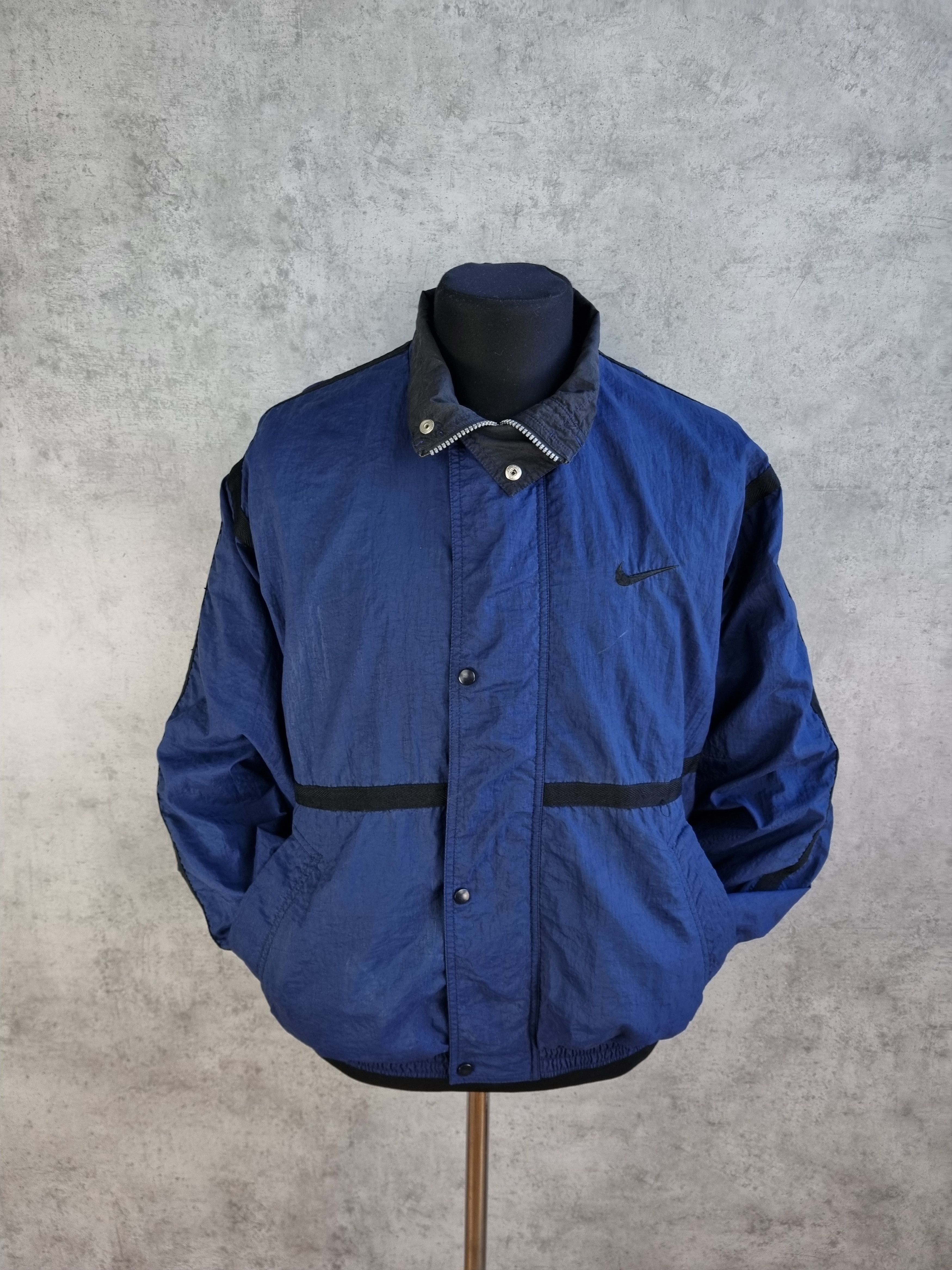 Nike × Vintage Vintage 90s Nylon Navy Nike Track Top Parachute Jacket Size US M / EU 48-50 / 2 - 15 Thumbnail