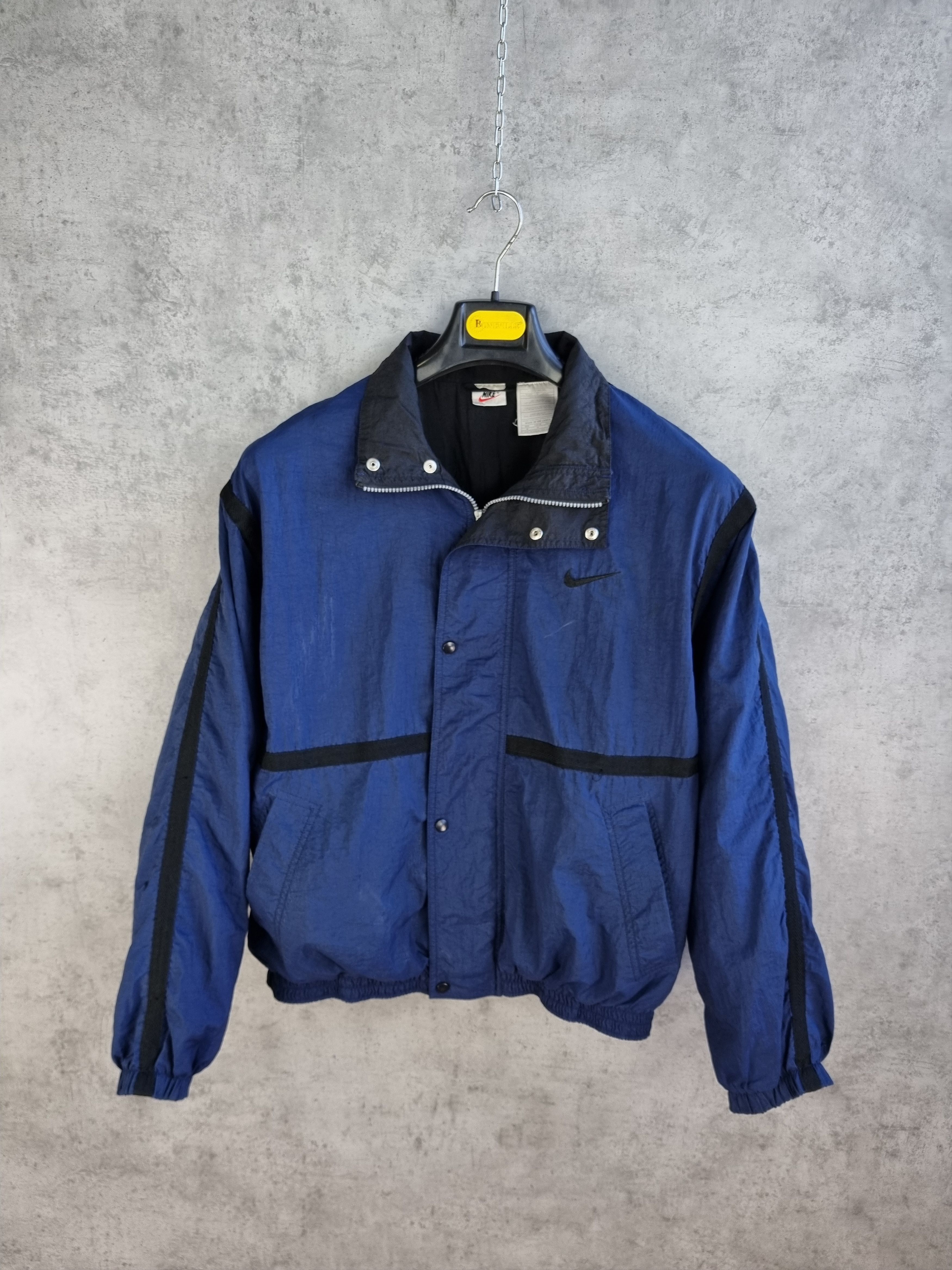 Nike × Vintage Vintage 90s Nylon Navy Nike Track Top Parachute Jacket Size US M / EU 48-50 / 2 - 2 Thumbnail