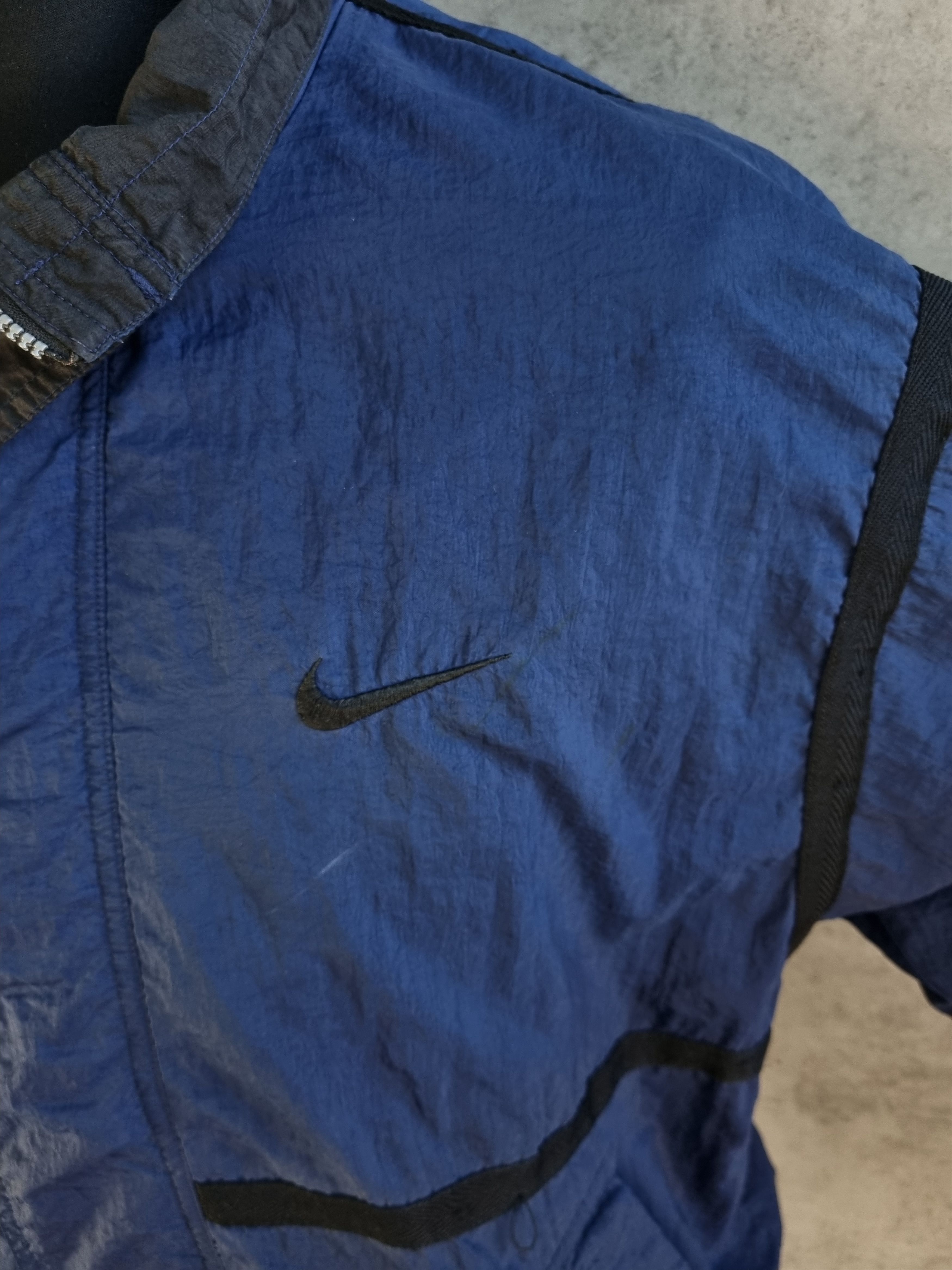 Nike × Vintage Vintage 90s Nylon Navy Nike Track Top Parachute Jacket Size US M / EU 48-50 / 2 - 12 Thumbnail