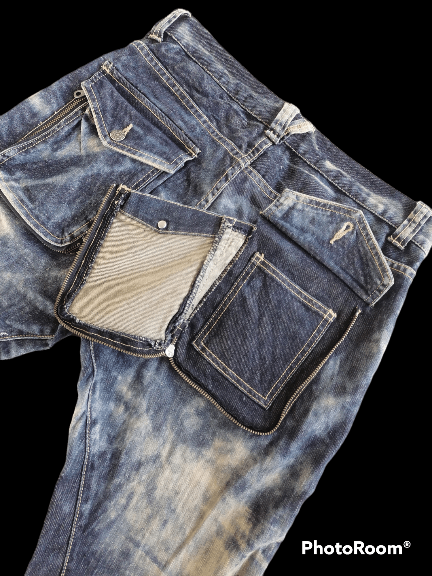 Japanese Brand × PPFM PPFM Curve Claw Mark Acid Wash Distressed Denim Pants Size US 33 - 8 Thumbnail