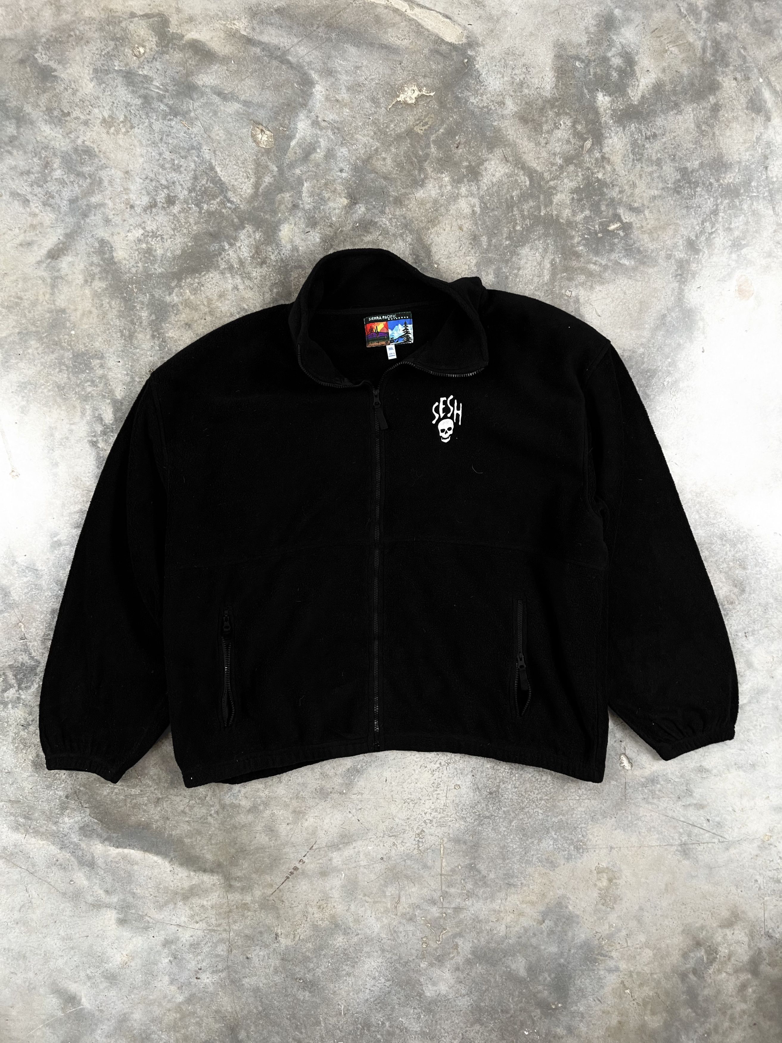 image of Team Sesh Black Polar Fleece Zip Logo Jacket Ftp, Men's (Size 2XL)