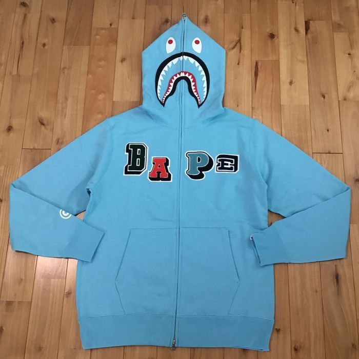 Bape BAPE logo multi fonts shark full zip hoodie a bathing ape | Grailed