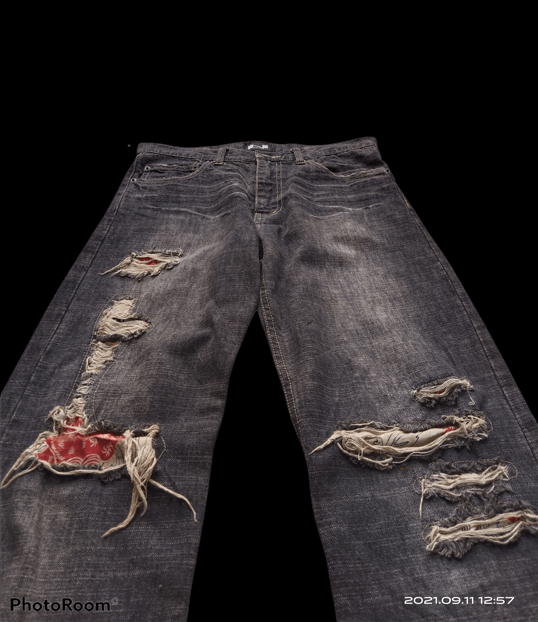 If Six Was Nine DiSTRESSED PACTHWORK NYLAUS CREW DESIGN WORK DENIM PANTS Size US 31 - 3 Thumbnail