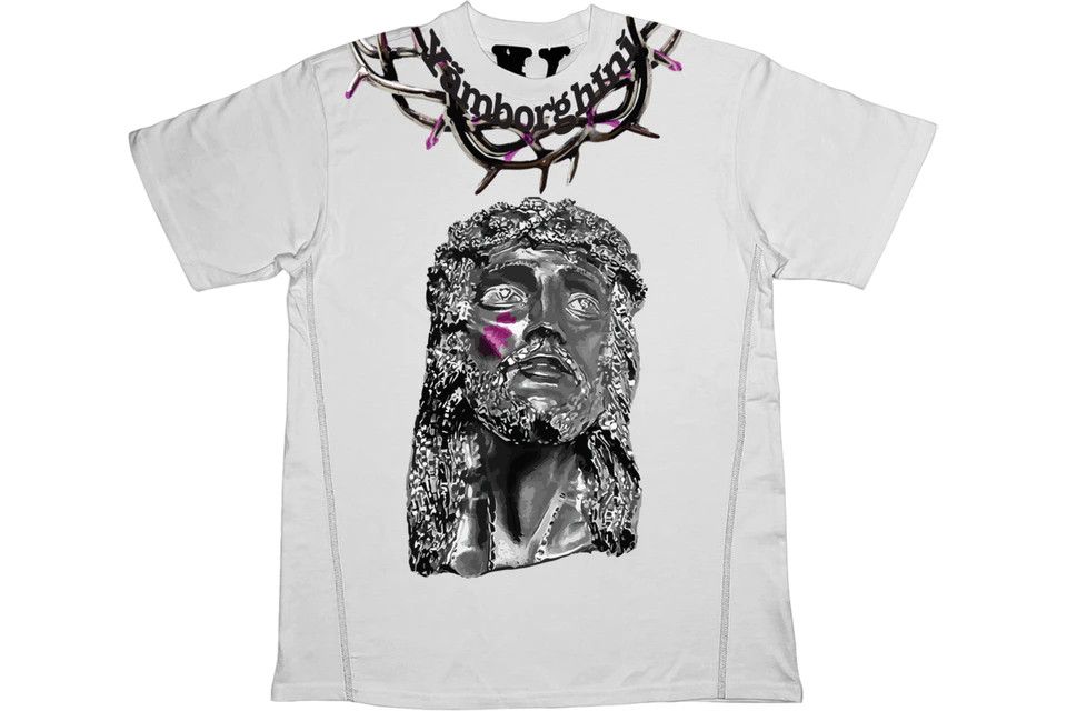 image of Asap Rocky x Vlone Yams Day Jesus Piece T-Shirt in White, Men's (Size 2XL)