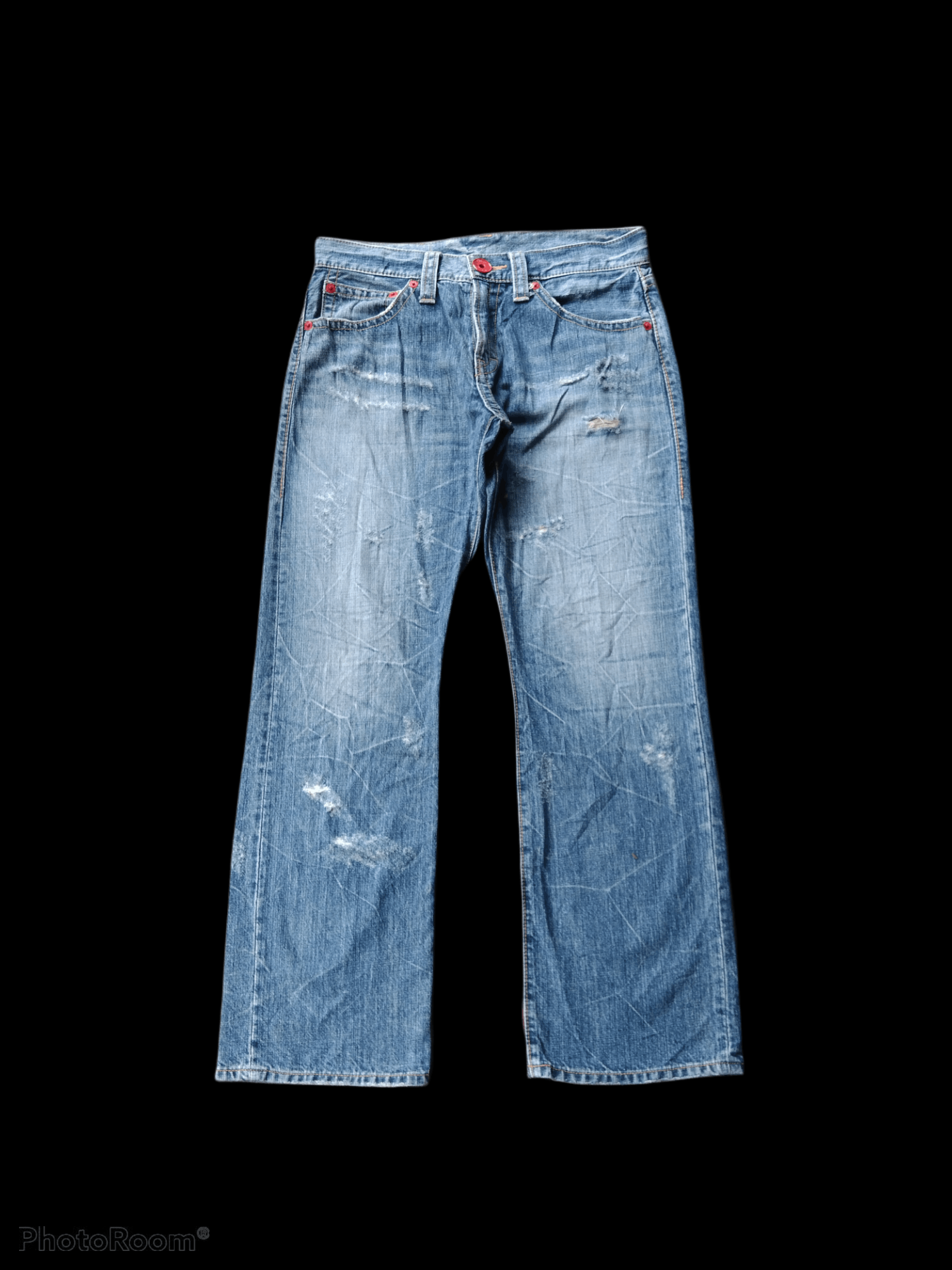 Japanese Brand DISTRESSED RIPED JAPANESE BRAND CO&LU SPELLOUT PANTS Size US 32 / EU 48 - 2 Thumbnail
