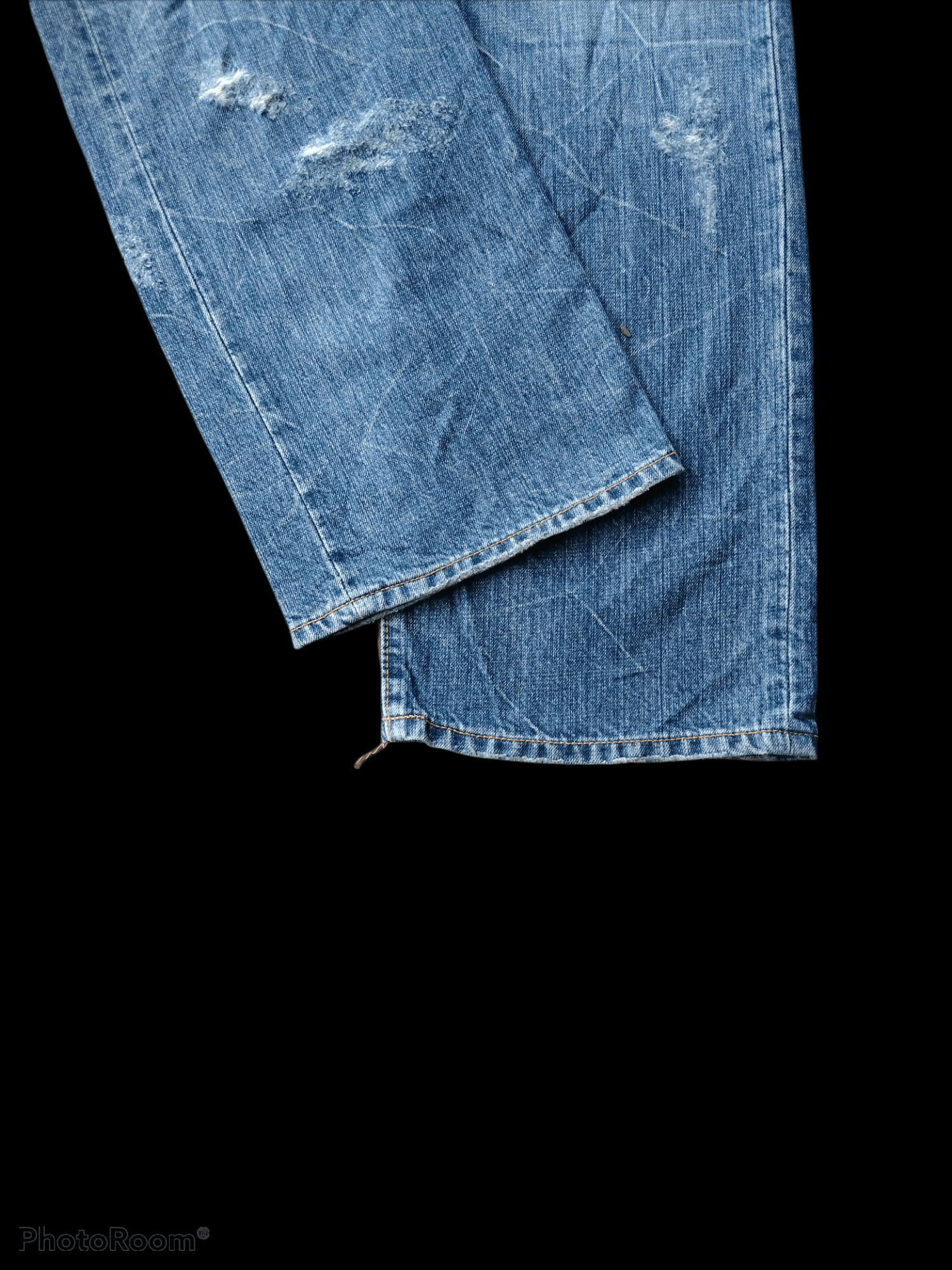 Japanese Brand DISTRESSED RIPED JAPANESE BRAND CO&LU SPELLOUT PANTS Size US 32 / EU 48 - 5 Thumbnail