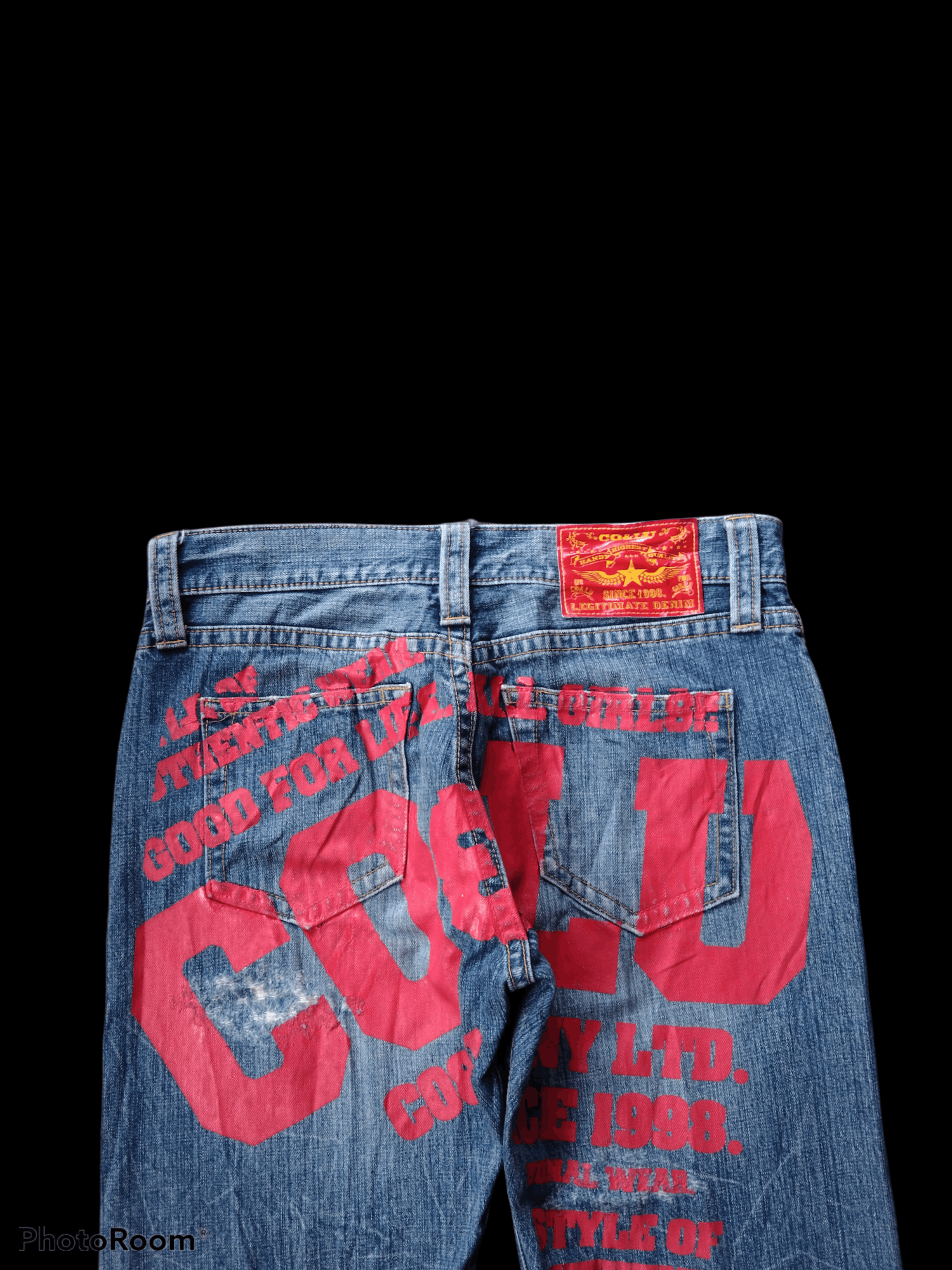 Japanese Brand DISTRESSED RIPED JAPANESE BRAND CO&LU SPELLOUT PANTS Size US 32 / EU 48 - 4 Thumbnail