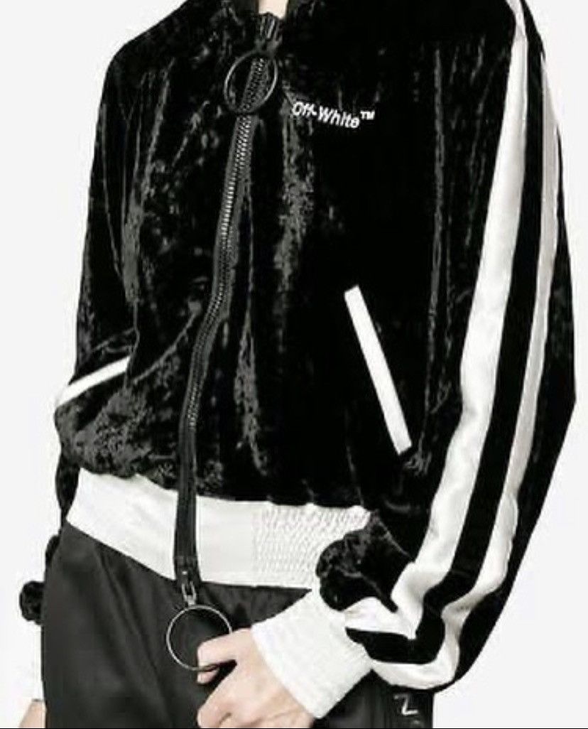 Off-White Fall 2017 Velour Cropped Bomber Jacket Size US S / EU 44-46 / 1 - 6 Thumbnail