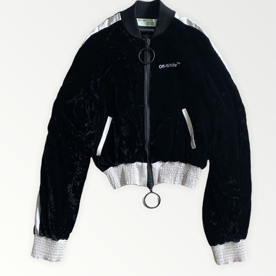 Off-White Fall 2017 Velour Cropped Bomber Jacket Size US S / EU 44-46 / 1 - 1 Thumbnail