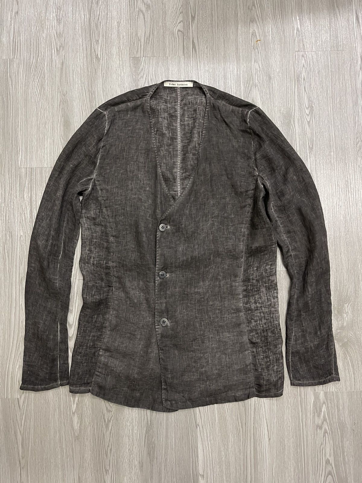 Poeme Bohemien SS/12 Poeme Bohemien black cold dyed linen overshirt jacket Size XXL / US 16-18 / IT 52-54 - 1 Thumbnail