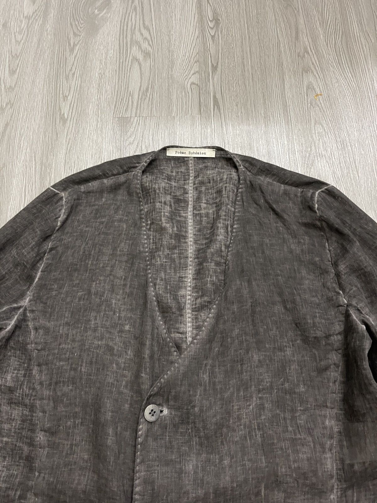 Poeme Bohemien SS/12 Poeme Bohemien black cold dyed linen overshirt jacket Size XXL / US 16-18 / IT 52-54 - 14 Thumbnail
