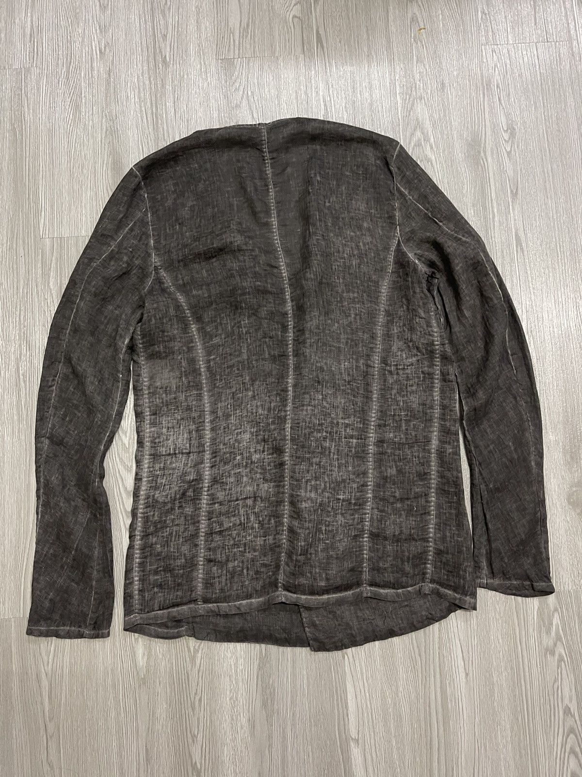 Poeme Bohemien SS/12 Poeme Bohemien black cold dyed linen overshirt jacket Size XXL / US 16-18 / IT 52-54 - 2 Thumbnail