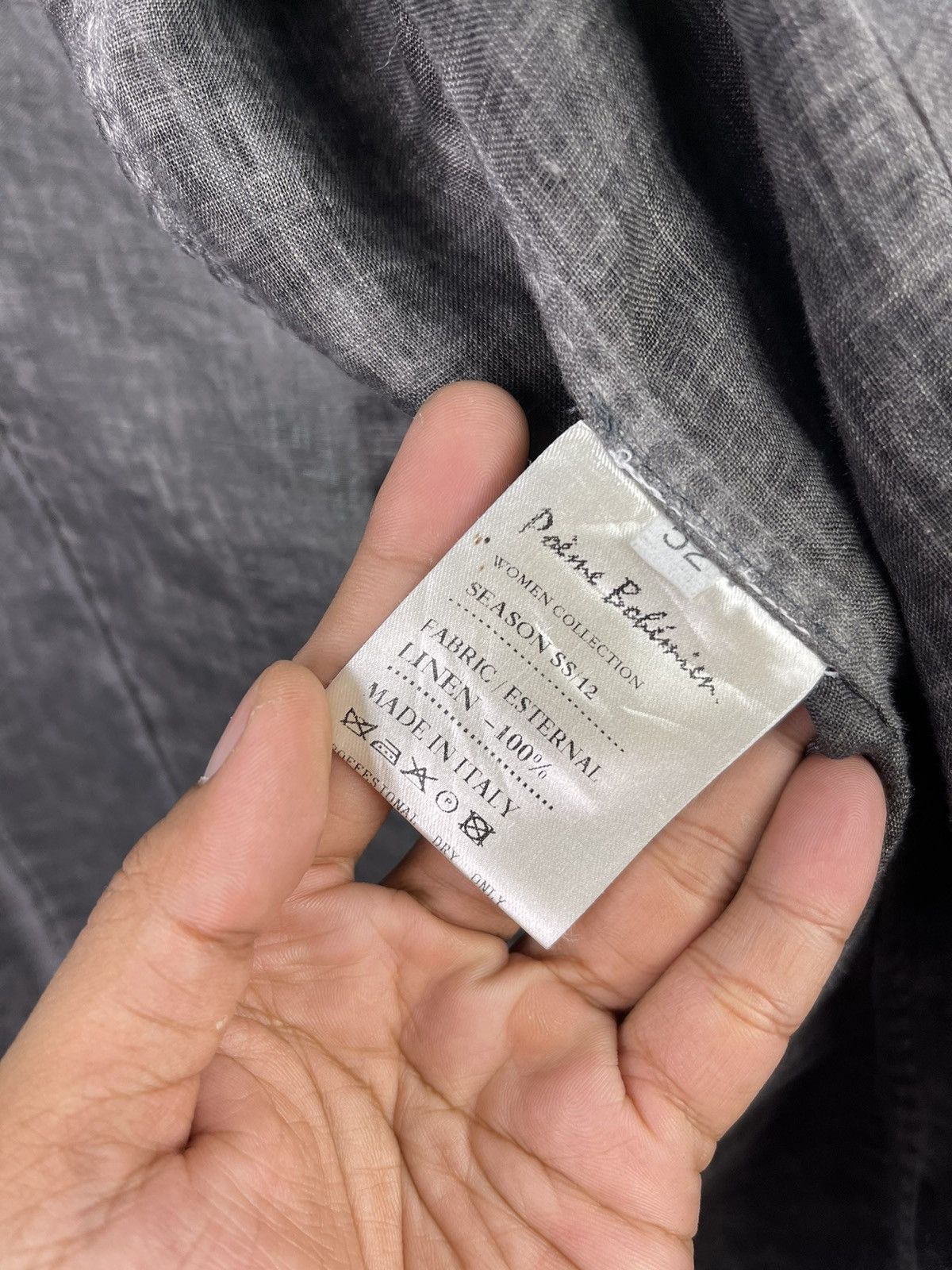 Poeme Bohemien SS/12 Poeme Bohemien black cold dyed linen overshirt jacket Size XXL / US 16-18 / IT 52-54 - 7 Thumbnail