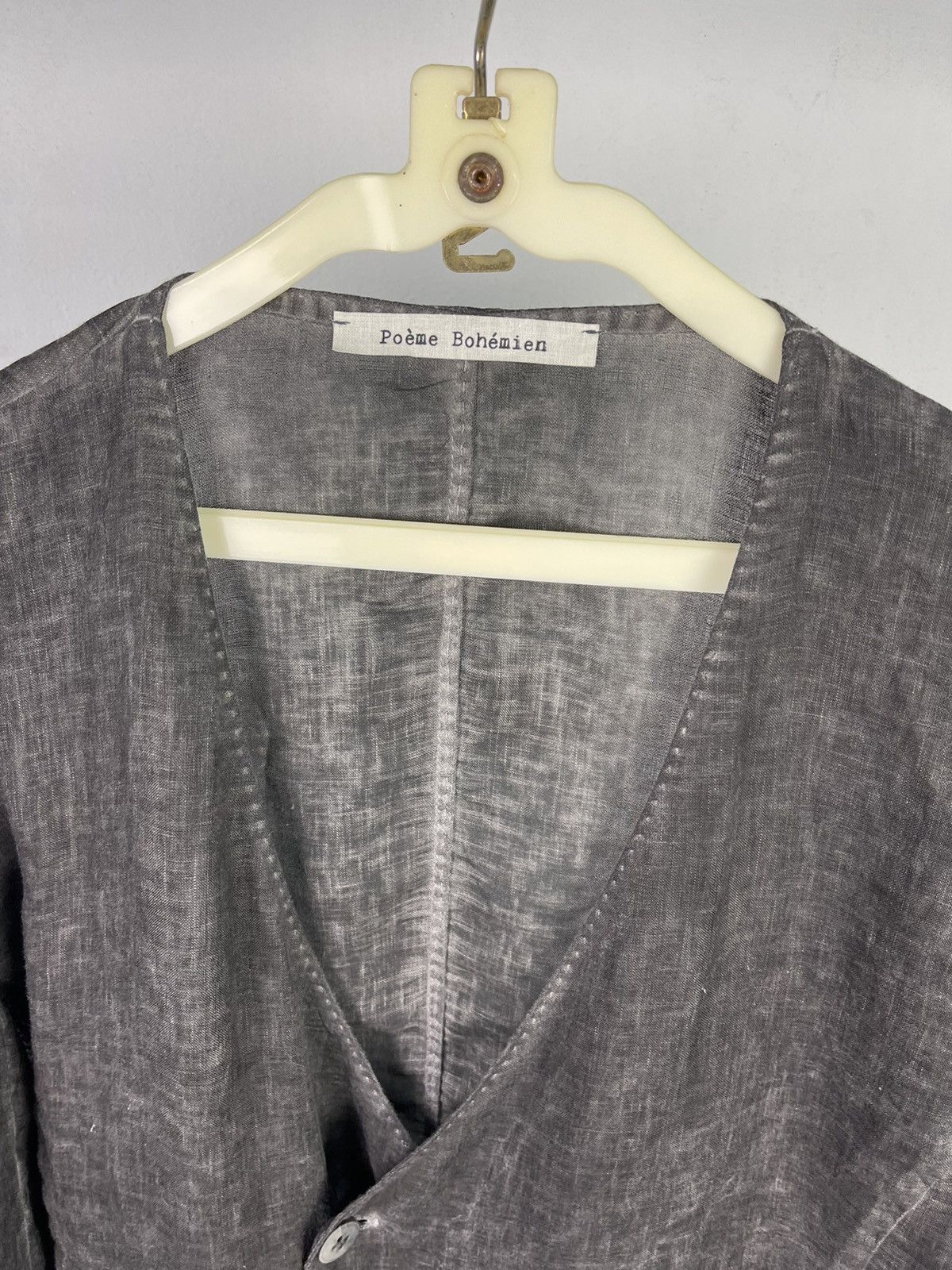 Poeme Bohemien SS/12 Poeme Bohemien black cold dyed linen overshirt jacket Size XXL / US 16-18 / IT 52-54 - 6 Thumbnail